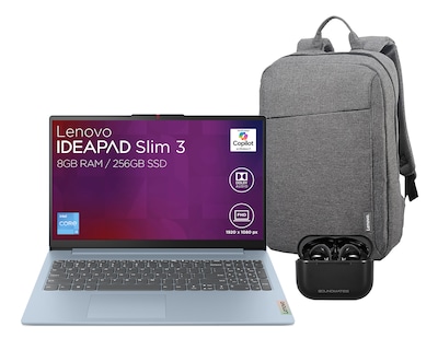 Foto 1 | Foto 1 | Bundle Laptop Lenovo 15IAN8 15.6 Pulgadas Windows 11 Intel Core i3 8 GB RAM 256 GB SSD Azul con Audífonos SoundMates y Mochila