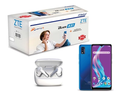 Foto 1 | Foto 1 | Telcel ZTE Blade A51 64 GB Azul + Audífonos Inalámbricos