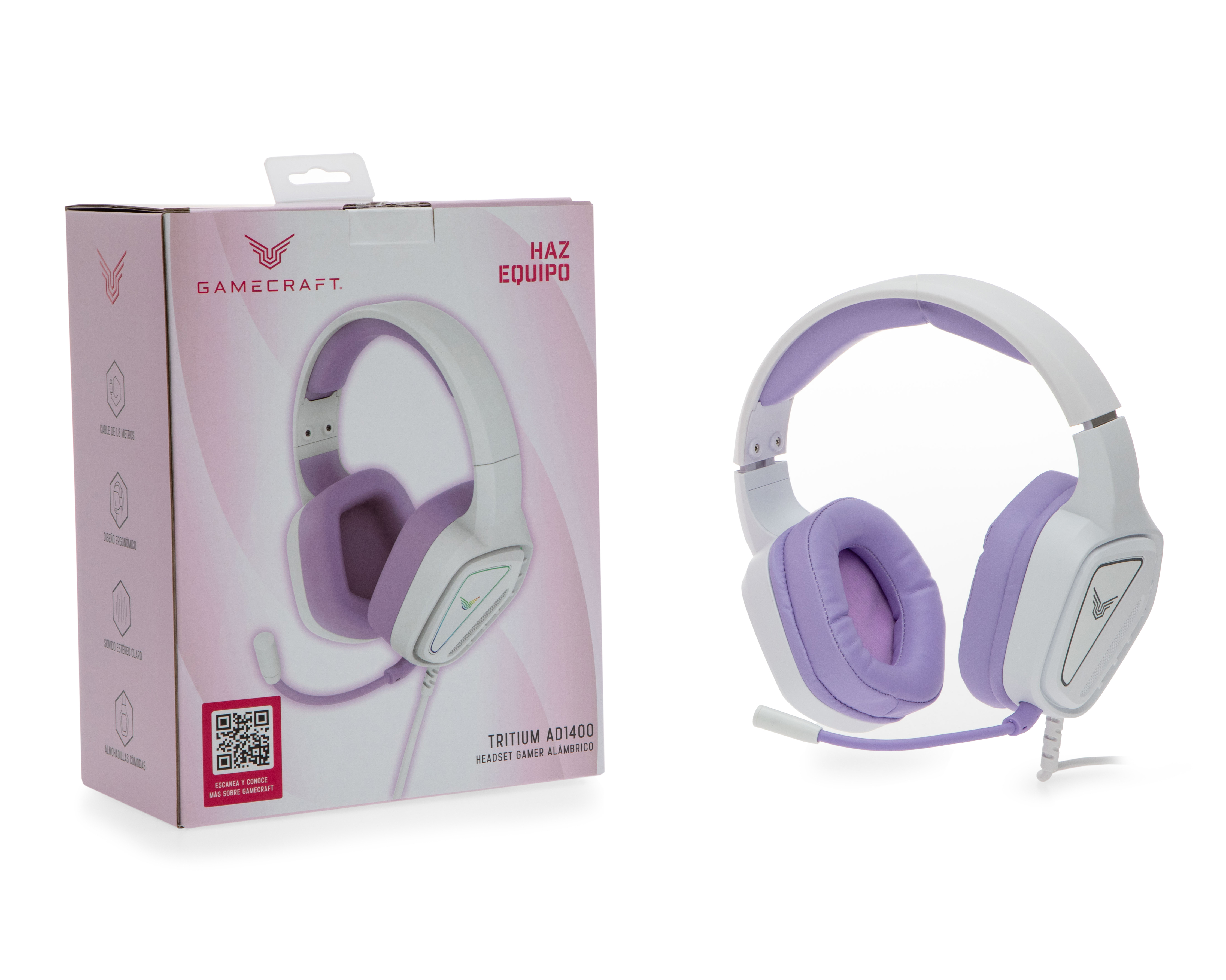 Foto 5 pulgar | Foto 4 | Audífonos de Diadema Gamecraft Tritium AD1400 Iluminación RGB