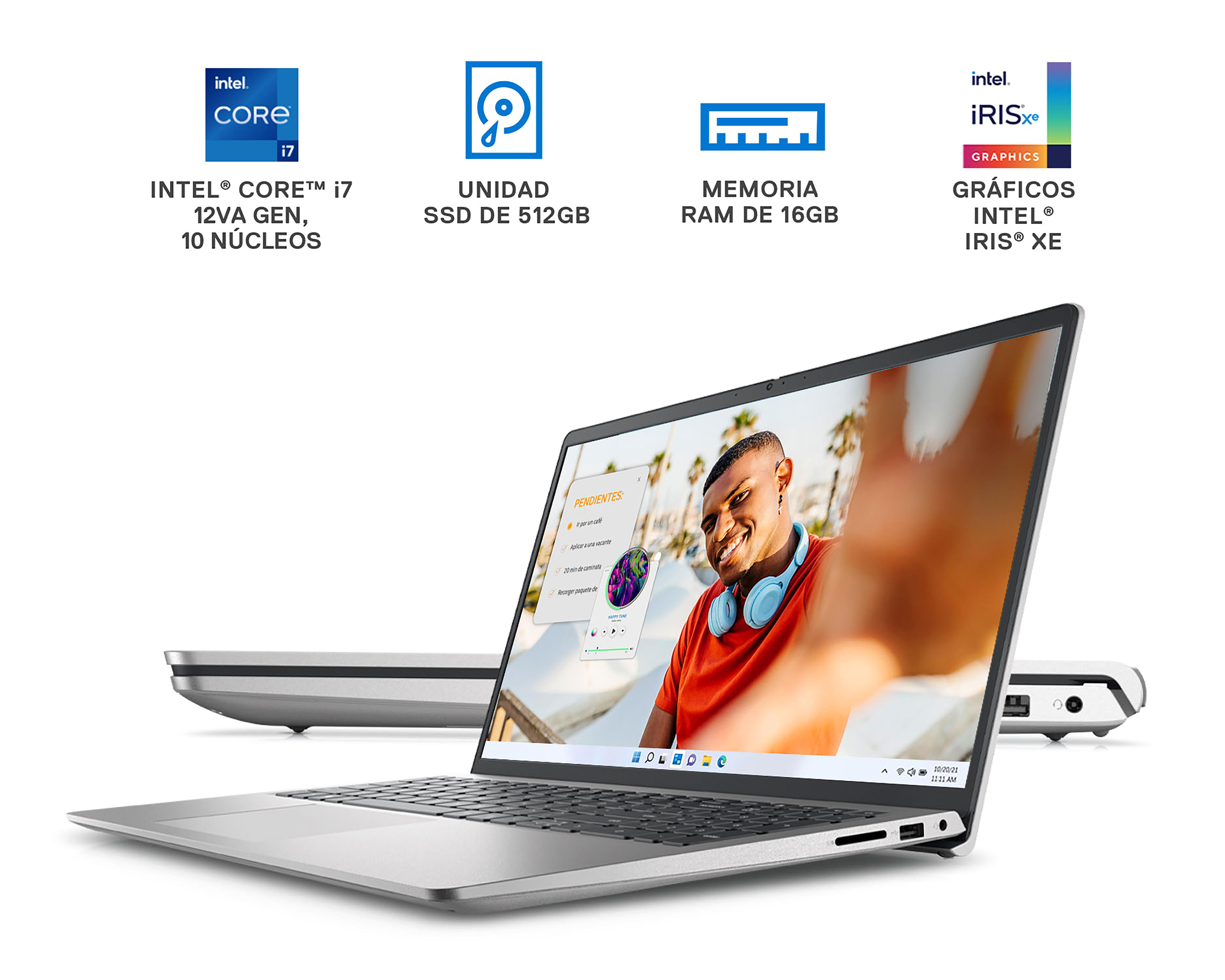 Foto 4 pulgar | Foto 3 | Laptop Dell Inspiron 3520 15.6 Pulgadas Windows 11 Intel Core i7 16 GB 512 GB SSD Plateado + Microsoft 365 por 1 año