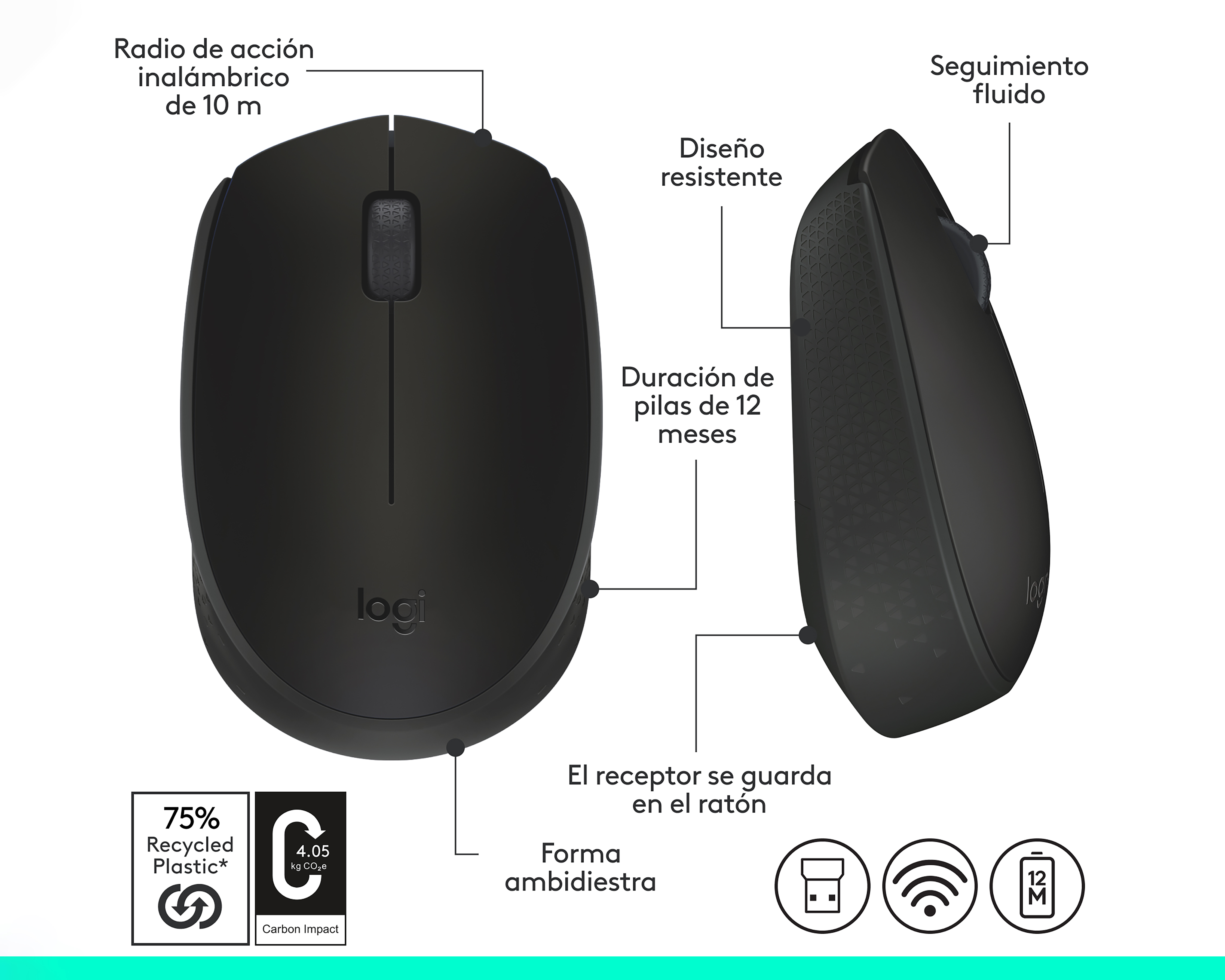 Foto 6 pulgar | Foto 5 | Mouse Inalámbrico Logitech M170 910-004940