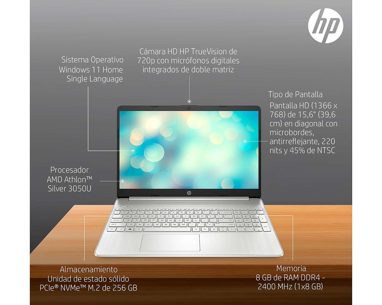Foto 7 pulgar | Foto 6 | Laptop HP 15-EF1501LA 15.6" Windows 11 Home AMD Athlon Silver 8 GB RAM 256 SSD Plateada
