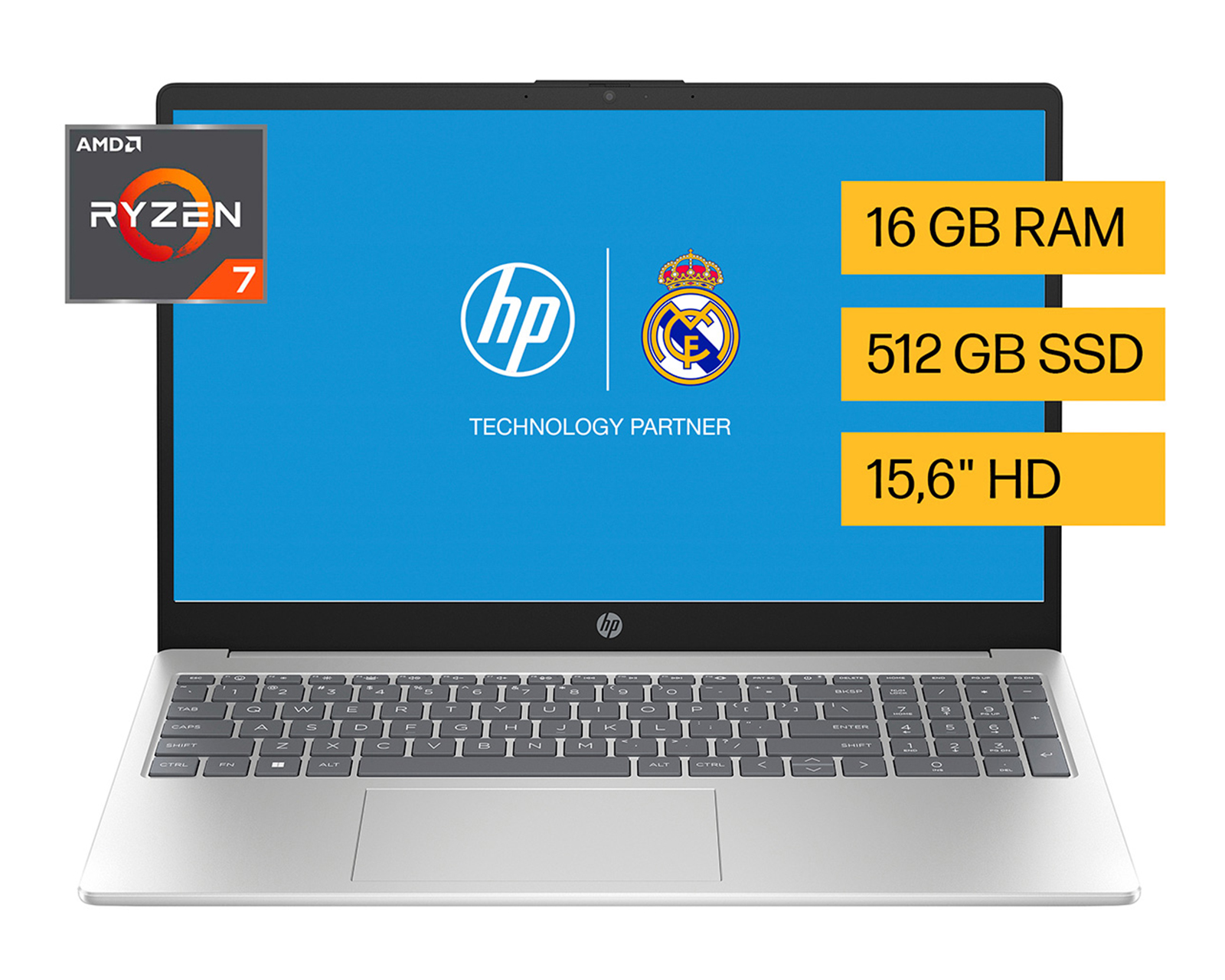 Laptop HP 15-FC0080LA 15.6 Pulgadas Windows 11 AMD Ryzen 7 7730U AMD Radeon 16 GB RAM 512 GB SSD Plateado