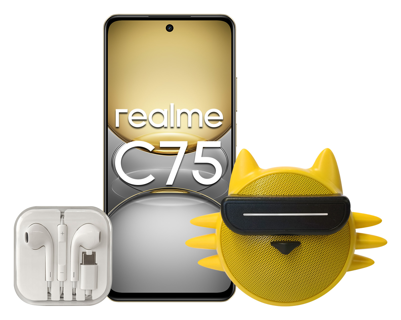 Foto 2 pulgar | Foto 1 | Telcel Realme C75 256 GB Dorado + Audífonos y Bocina
