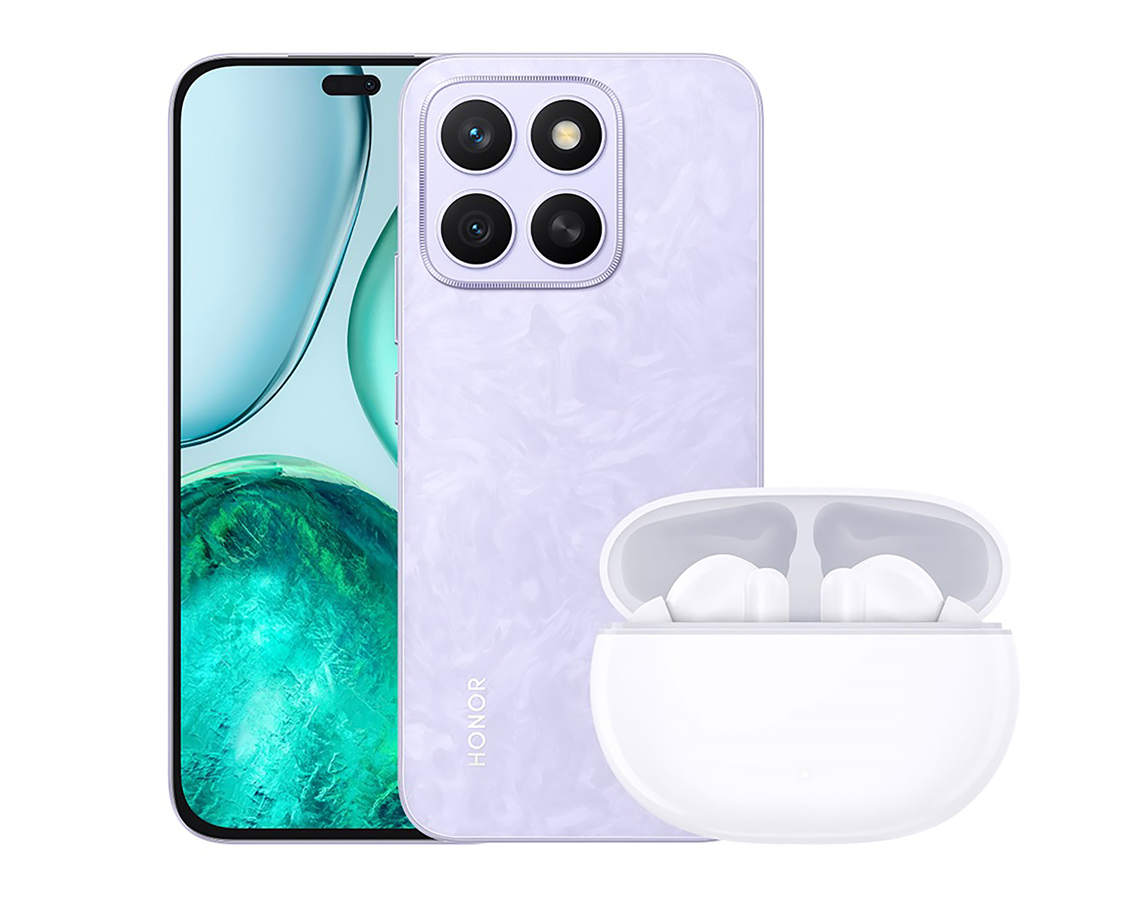 Foto 2 pulgar | Foto 1 | Movistar Honor X8C 256 GB Morado + Honor Choice Earbuds X7i