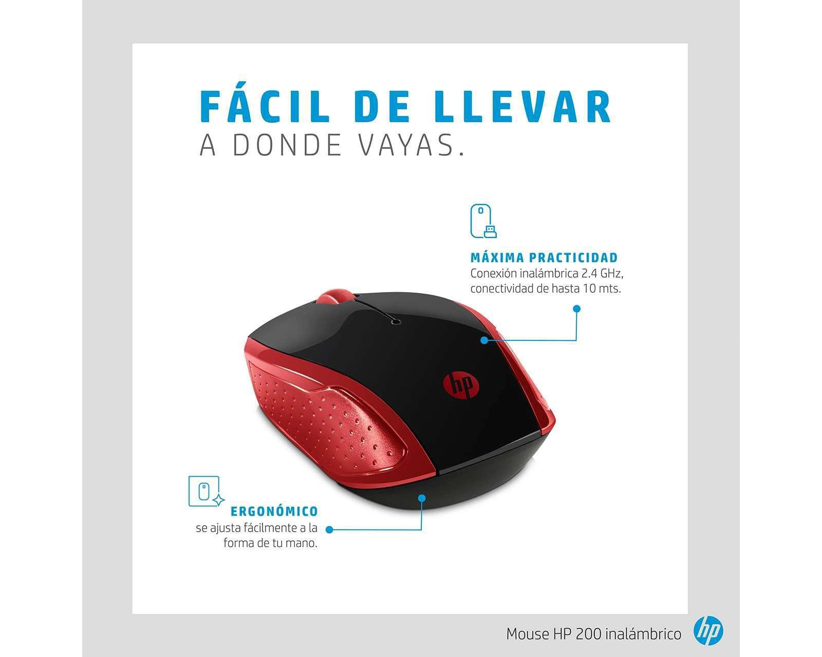 Foto 6 pulgar | Foto 5 | Mouse Inalámbrico HP 200 Rojo (2HU82AA)