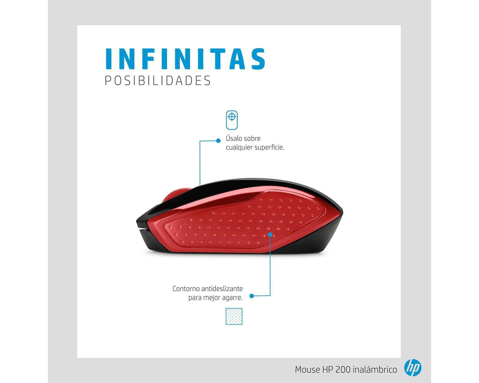 Foto 7 pulgar | Foto 6 | Mouse Inalámbrico HP 200 Rojo (2HU82AA)