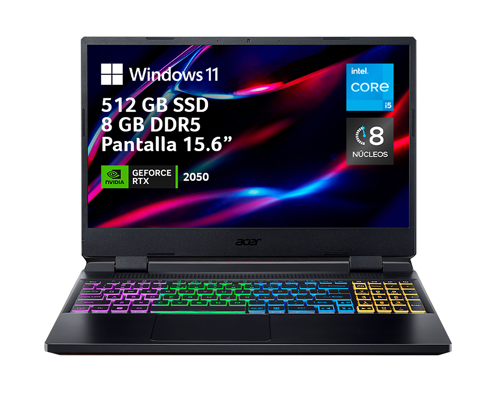 Foto 2 pulgar | Foto 1 | Laptop Gamer Acer AN515-58-561L 15.6 Pulgadas Windows 11 Intel Core i5 Nvidia Geforce RTX 2050 8 GB RAM 512 SSD Negra