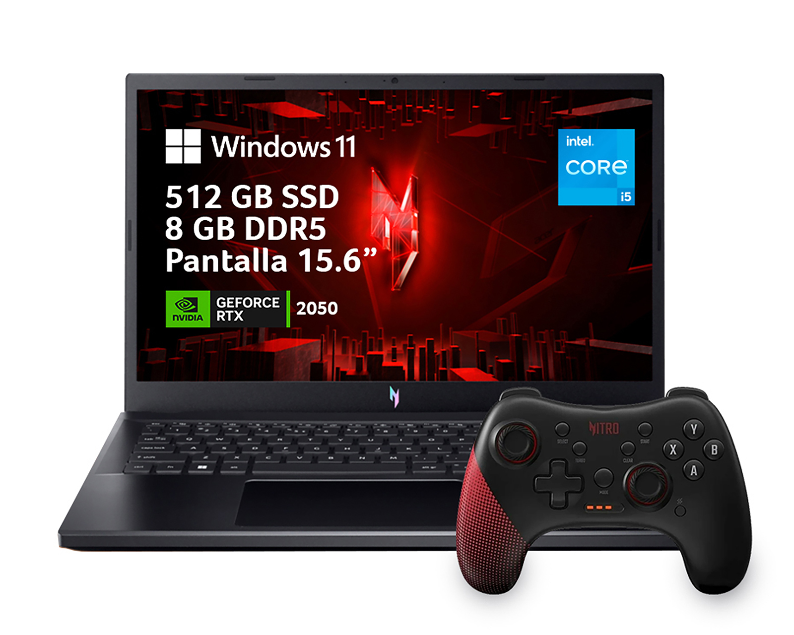 Laptop Gamer Acer Nitro V 15 15.6 Pulgadas Windows 11 Inter Core i5 Nvidia Geforce Rtx 2050 8 GB RAM 512 SSD Negra