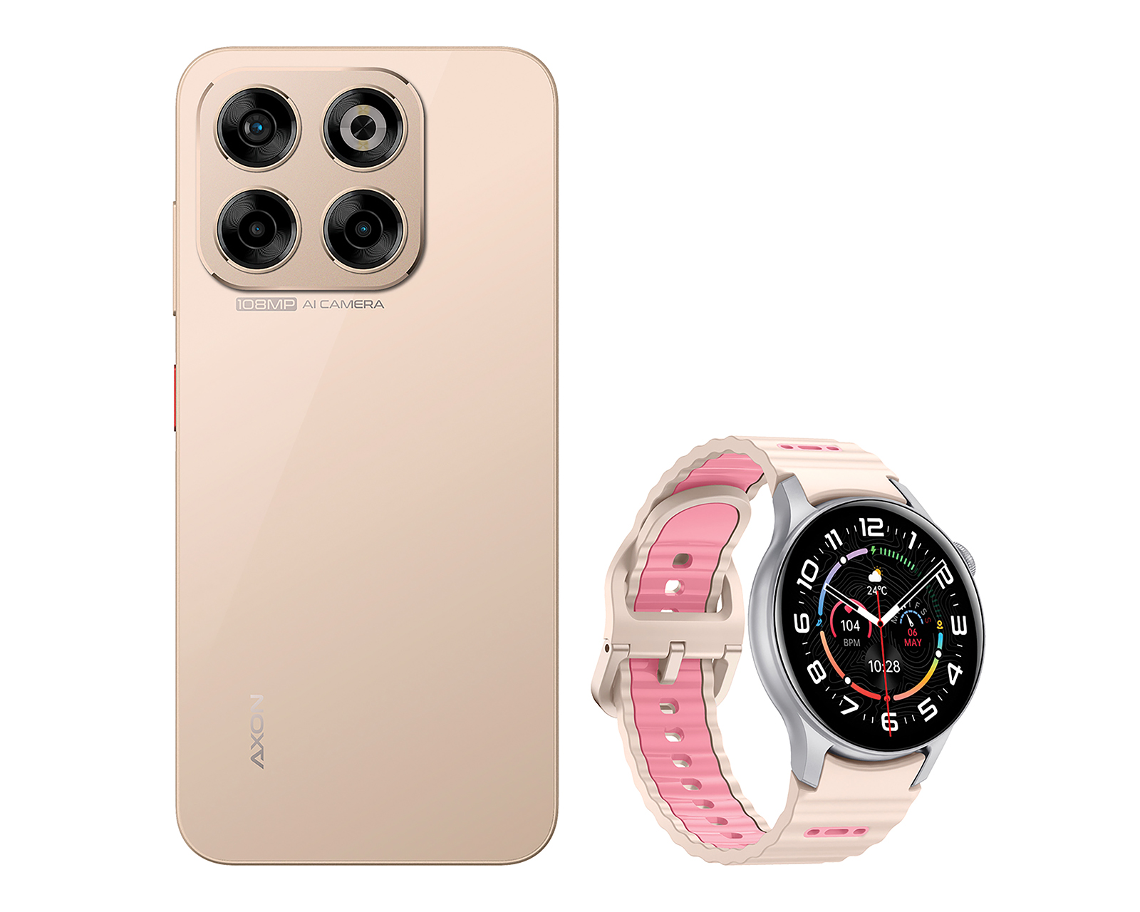 Foto 2 pulgar | Foto 1 | Telcel ZTE Axon 70 256 GB Dorado + Smartwatch