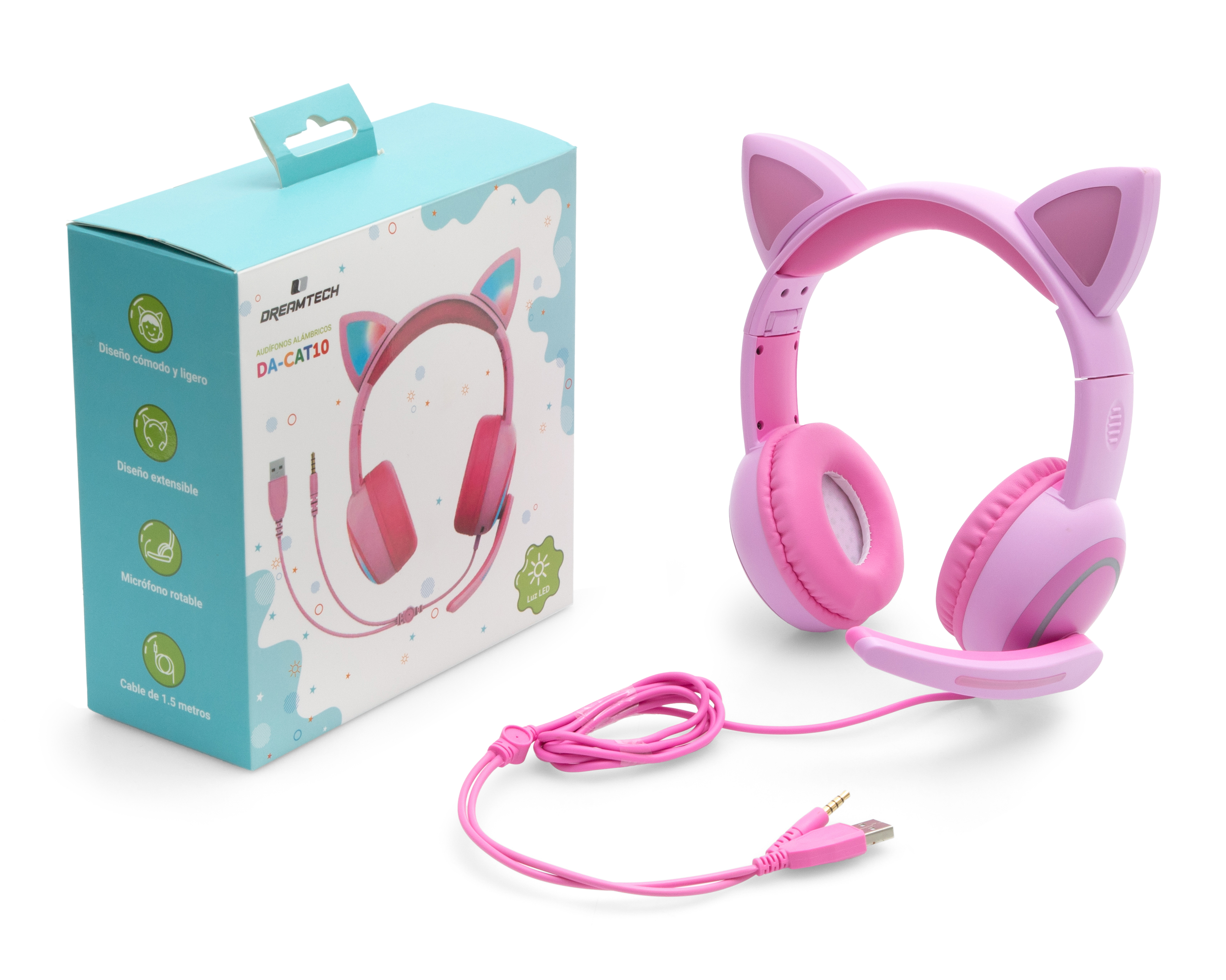 Foto 5 pulgar | Foto 4 | Audífonos de Diadema Alámbricos Dreamtech DA-CAT10 con Micrófono