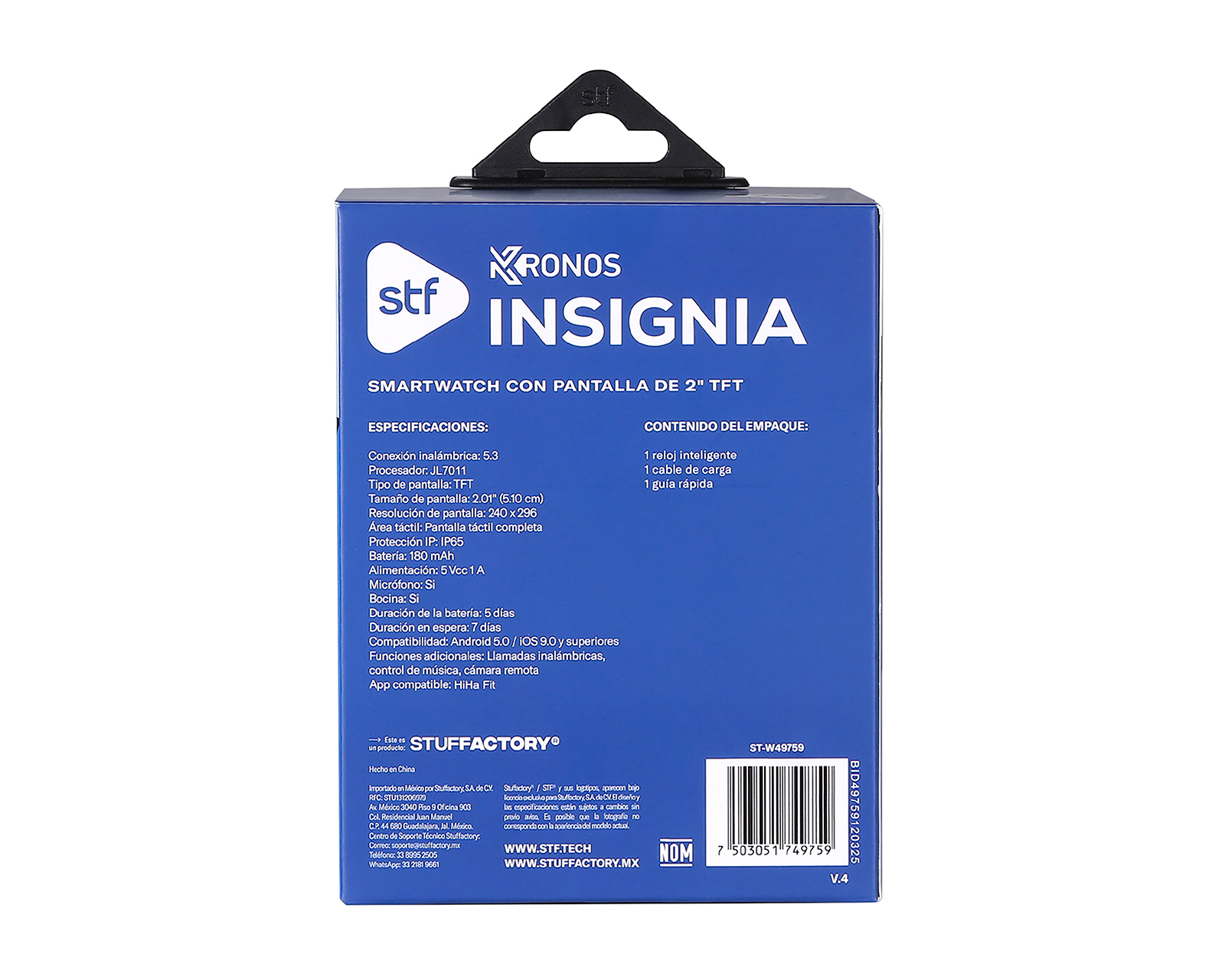 Foto 7 pulgar | Foto 6 | Smartwatch STF Kronos Insignia 41 mm Negro