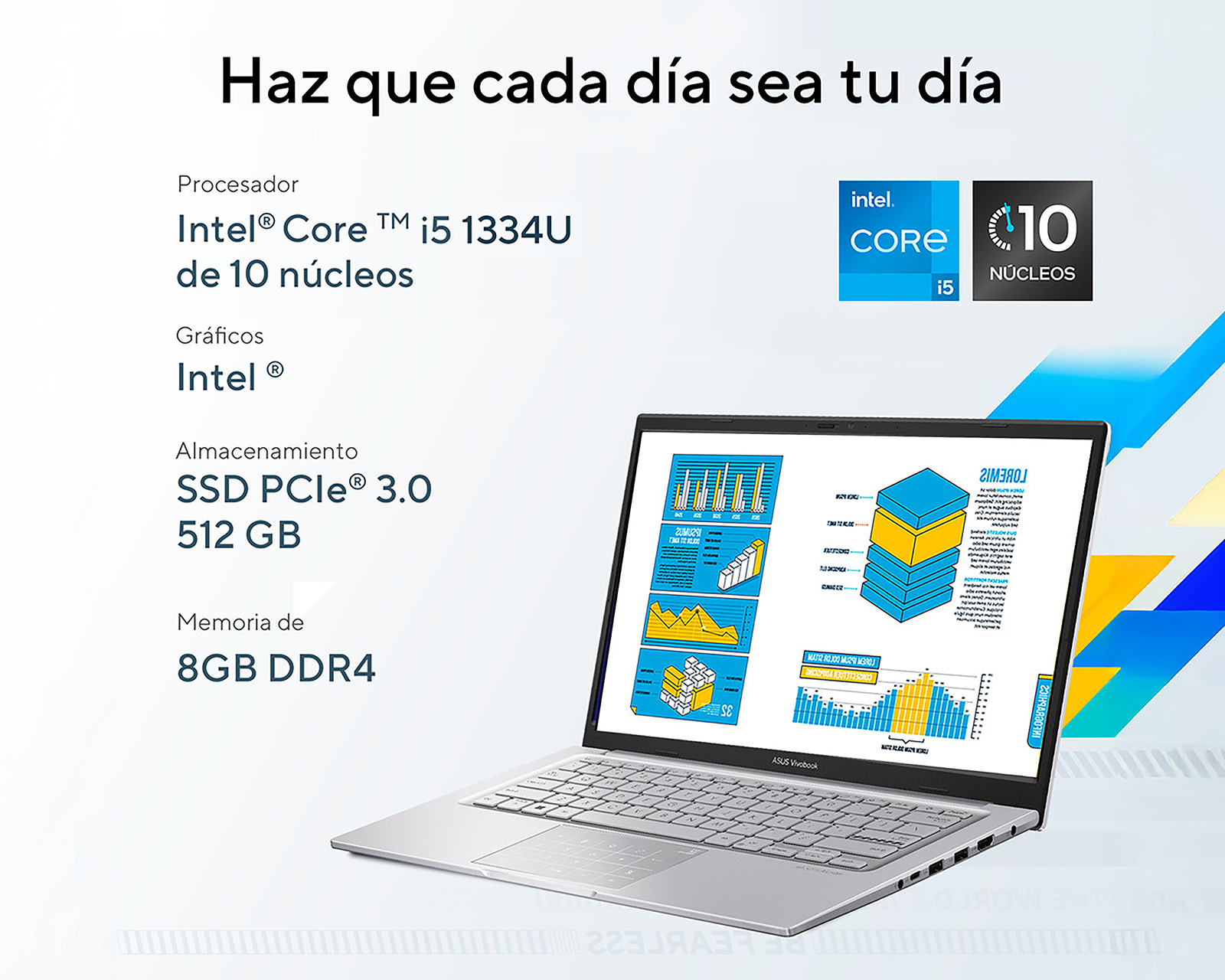 Foto 3 | Foto 2 | Laptop Asus Vivobook 14 14 Pulgadas Windows 11 Home Intel Core i5 8 GB RAM 512 SSD Plateada + Mochila y Mouse