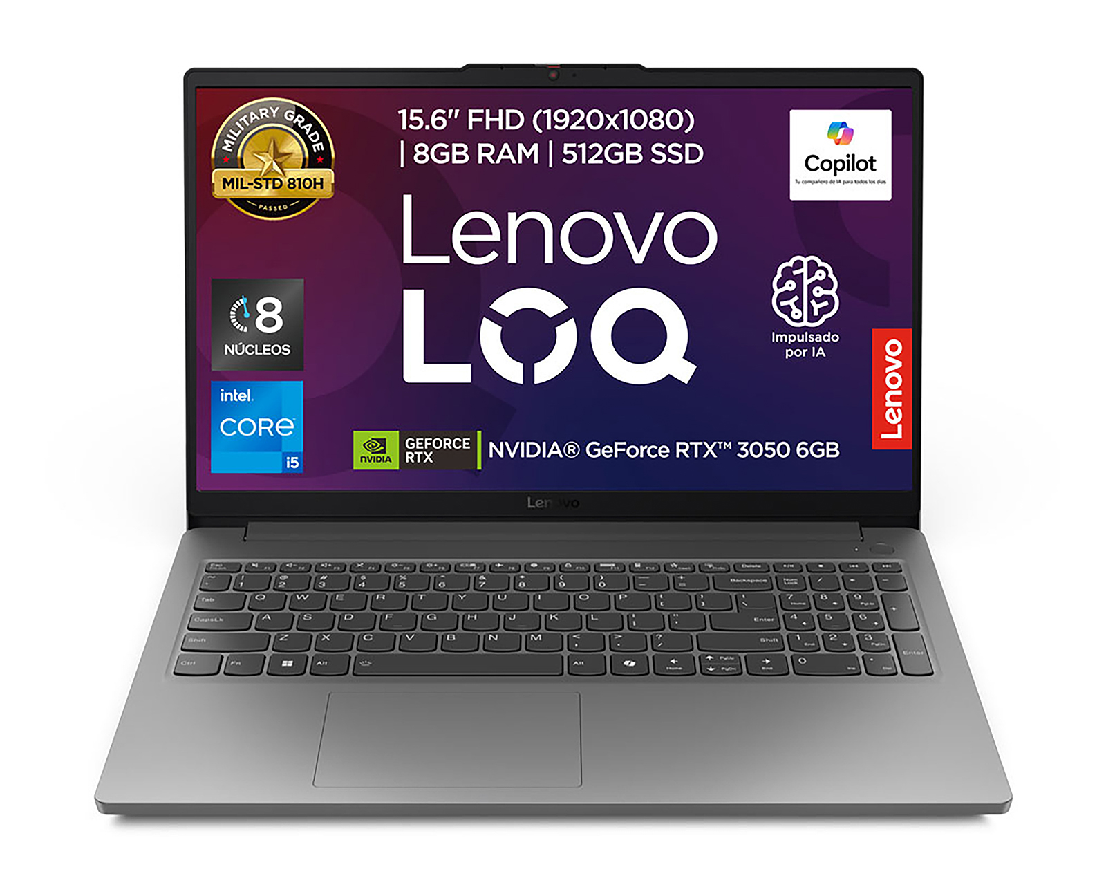 Foto 1 | Foto 1 | Laptop Gamer Lenovo LOQ E 15IAX9E 15.6 Pulgadas Intel Core i5 GeForce RTX 3050 8 GB RAM 512 GB SSD Gris