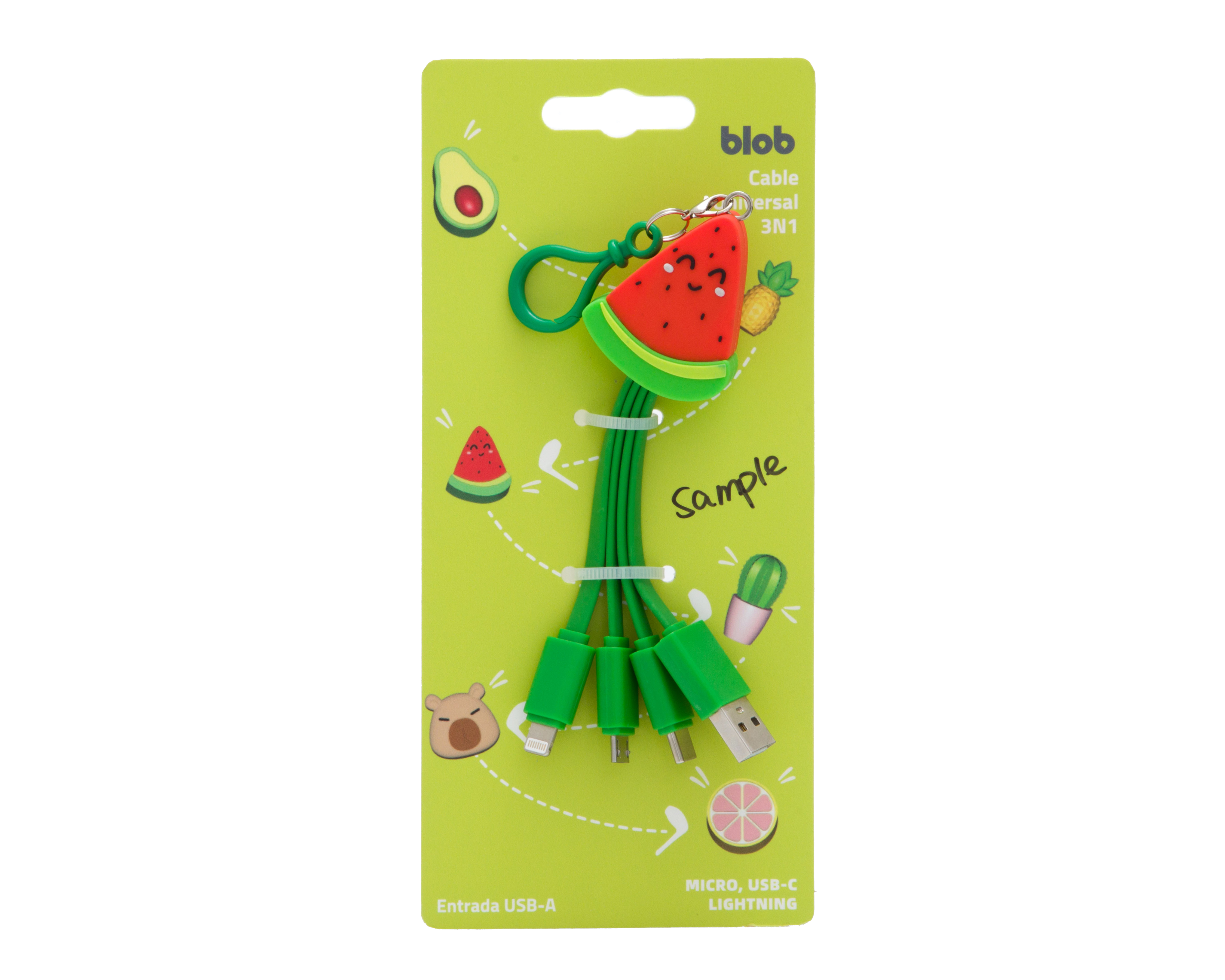 Foto 3 | Foto 3 | Cable Universal 3 en 1 Blob Sandía
