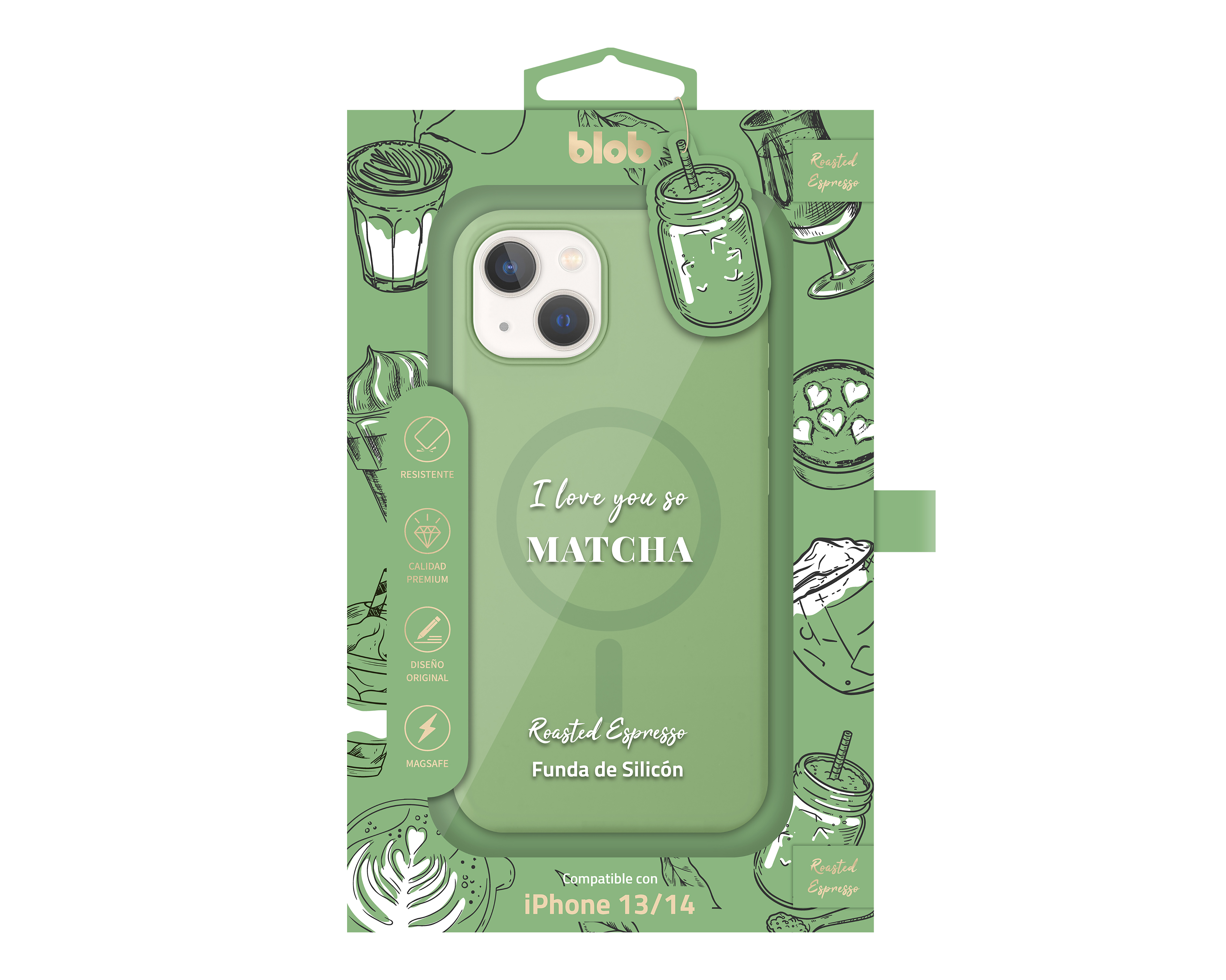 Foto 4 pulgar | Foto 3 | Funda Verde Blob para iPhone 13/14