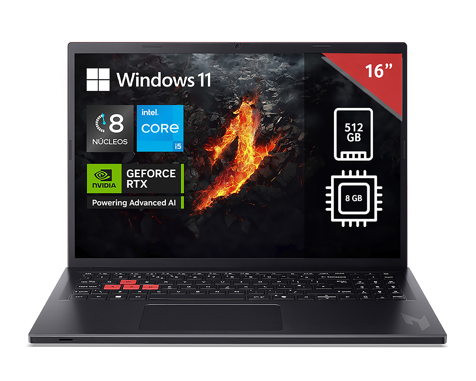 Foto 2 pulgar | Foto 1 | Laptop Gamer Acer Nitro Lite 16 16 Pulgadas Windows 11 Intel Core i5 13420 Geforce RTX 4050 8 GB RAM 512 GB SSD Negra