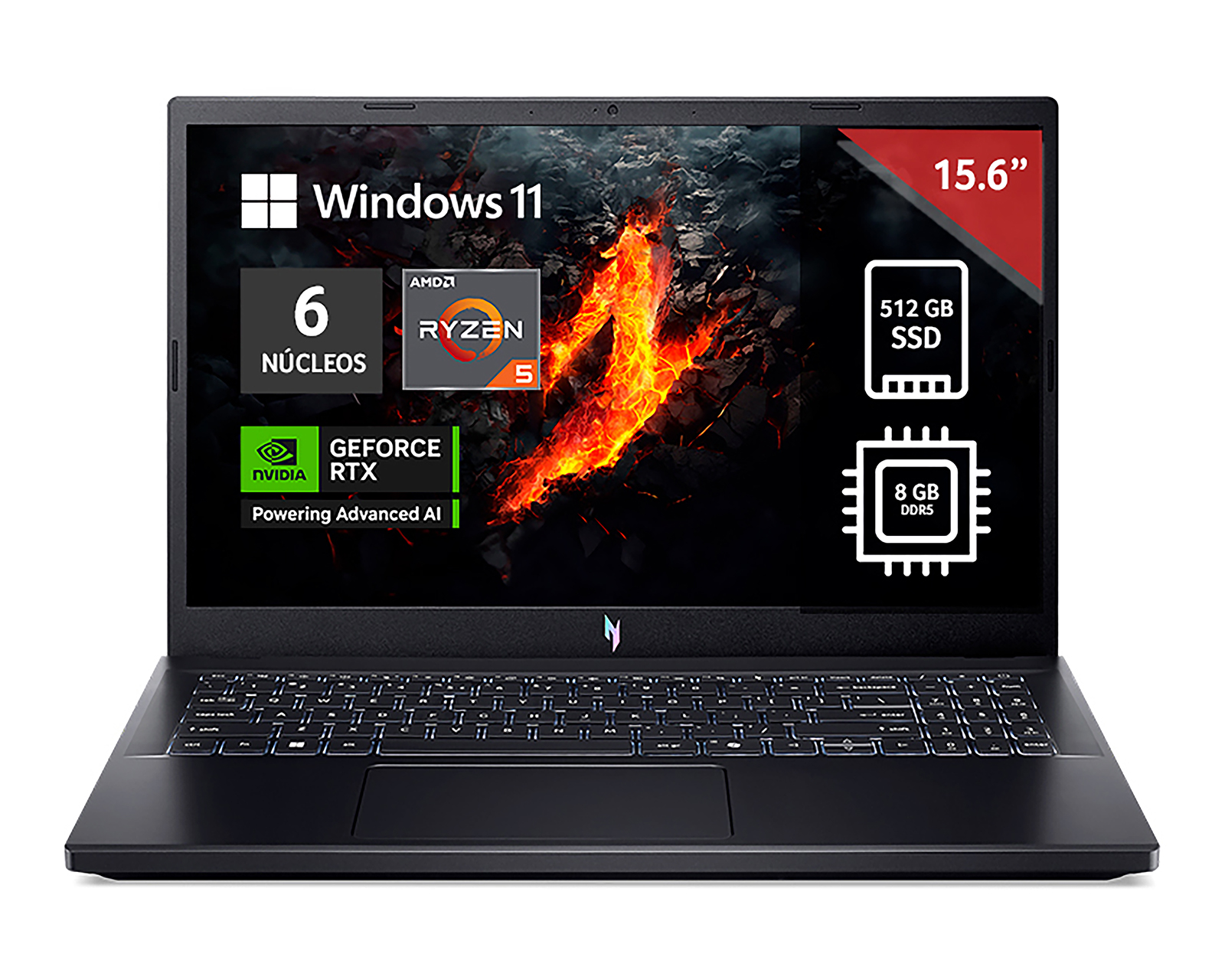 Foto 1 | Foto 1 | Laptop Gamer Acer Nitro V15 15.6 Pulgadas Windows 11 AMD Ryzen 5 Nvidia Geforce RTX 3050 8 GB RAM 512 GB SSD Negra