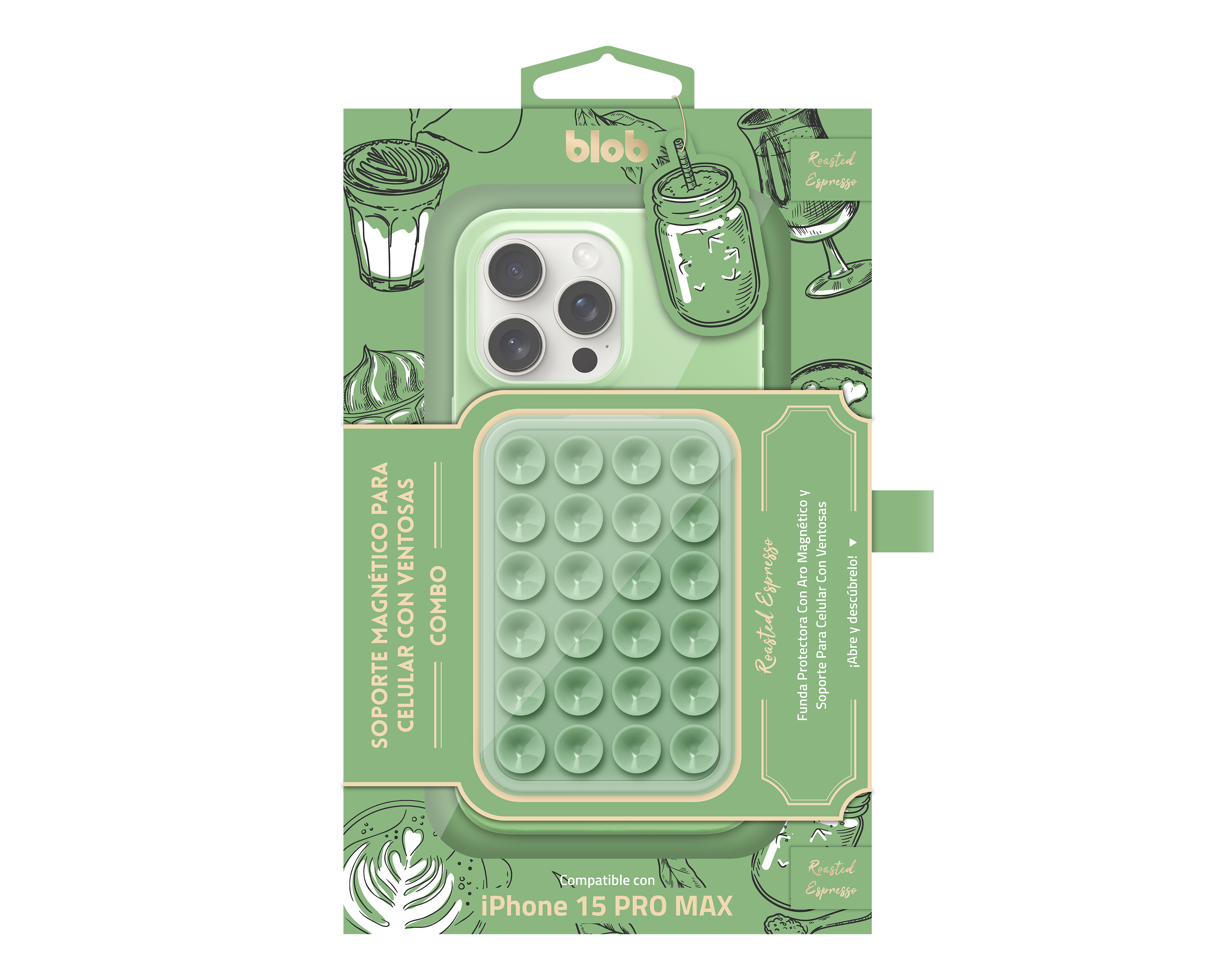 Foto 5 pulgar | Foto 4 | Funda de Policarbonato Blob para iPhone 15 Pro Max con Soporte Magnético