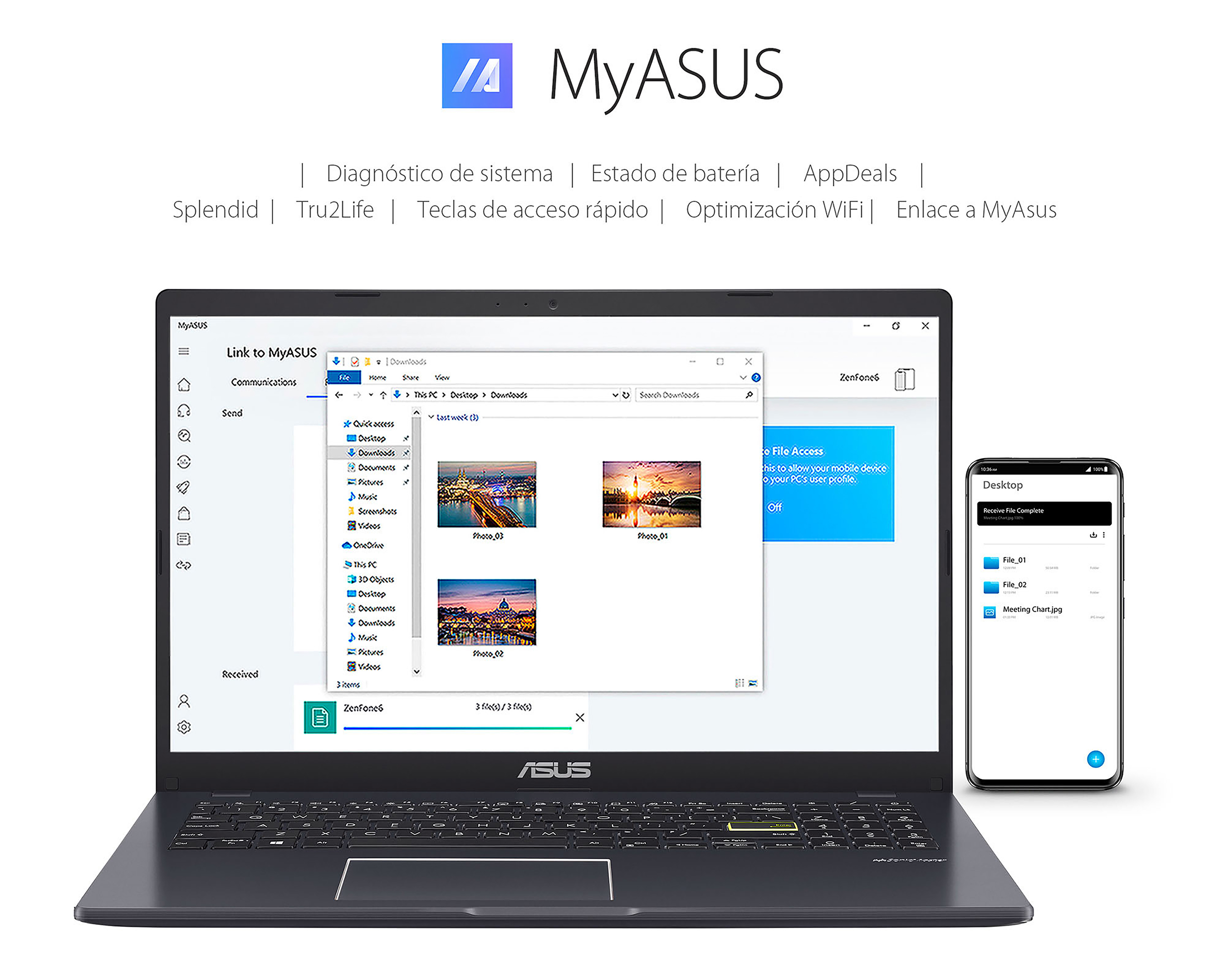 Foto 8 | Foto 8 | Laptop Asus Vivabook Go 15 15.6 Pulgadas Windows 11 Intel Celeron N4500 4 GB RAM 128 GB eMMG Azul con Maletín