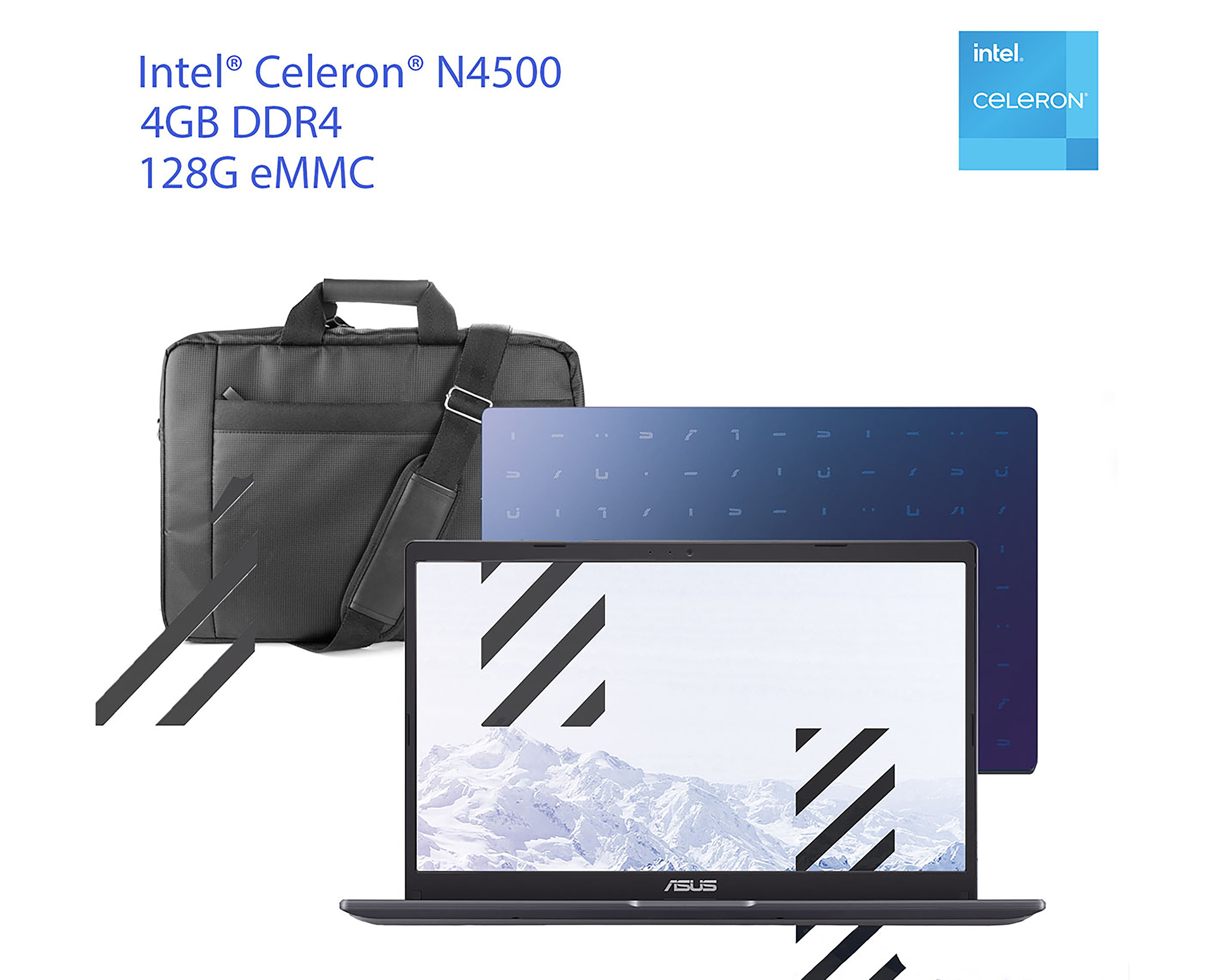 Foto 9 | Foto 9 | Laptop Asus Vivabook Go 15 15.6 Pulgadas Windows 11 Intel Celeron N4500 4 GB RAM 128 GB eMMG Azul con Maletín