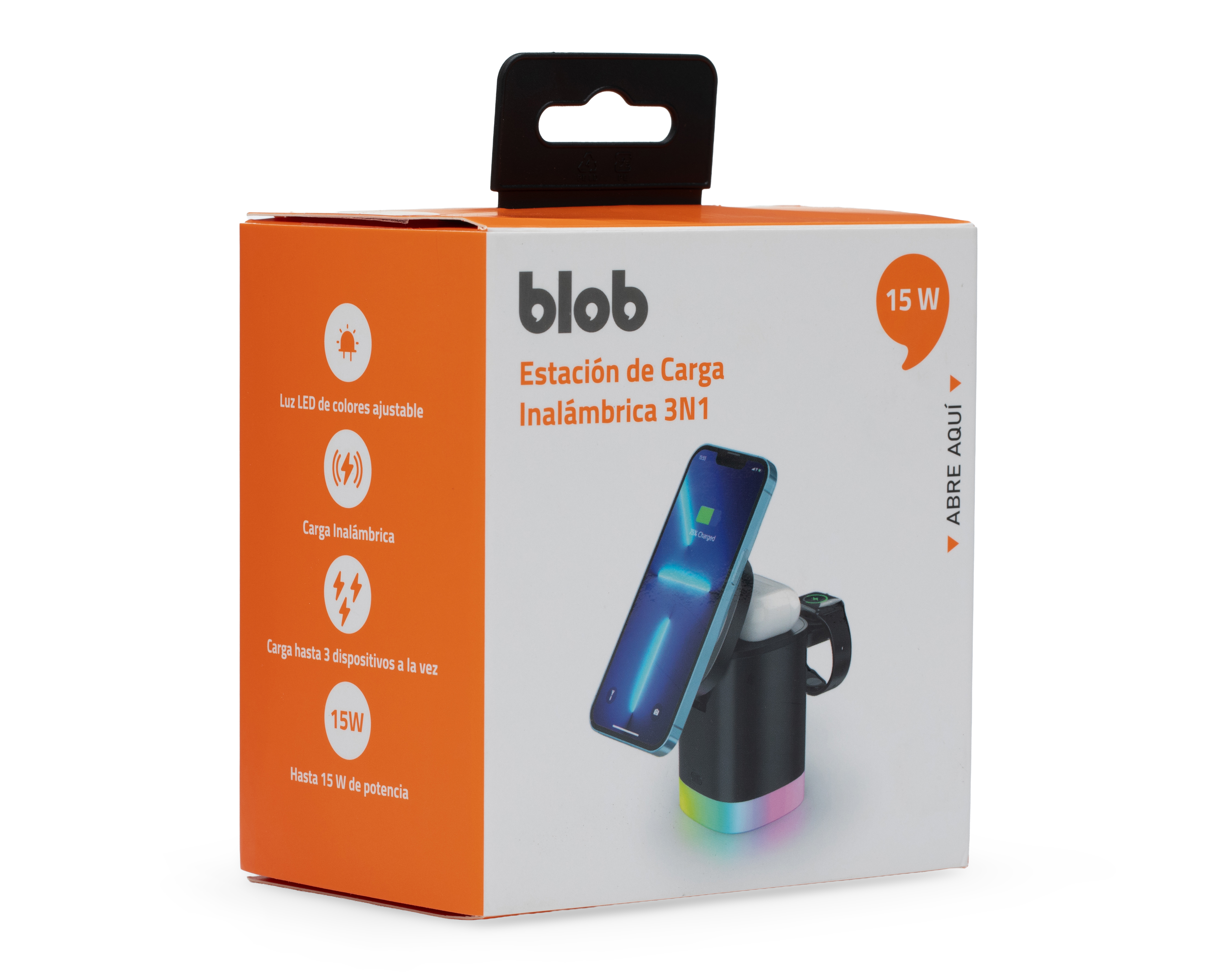 Foto 3 pulgar | Foto 2 | Estación de Carga 3 en 1 con Entrada Tipo C Blob 15 W