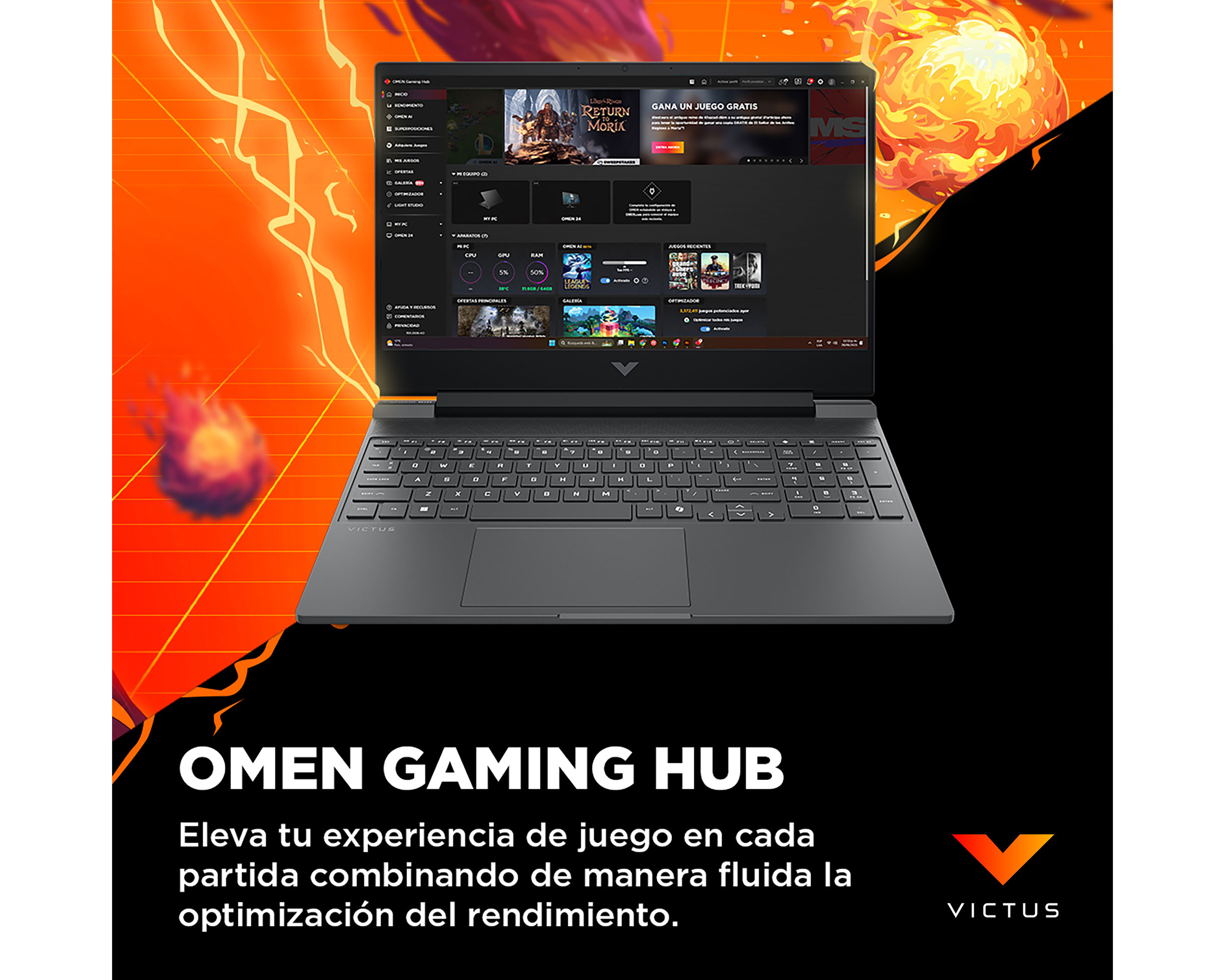 Foto 7 | Foto 7 | Laptop Gamer HP Victus 15.6 Pulgadas AMD Ryzen 7 GeForce RTX 3050 16 GB RAM DDR5 512 GB SSD Negra