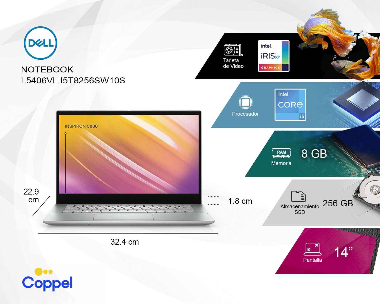 Foto 6 | Foto 6 | Laptop Dell 2 en 1 14" Touch Windows 10 Home Core i5 8GB RAM 256 GB SSD Plateada