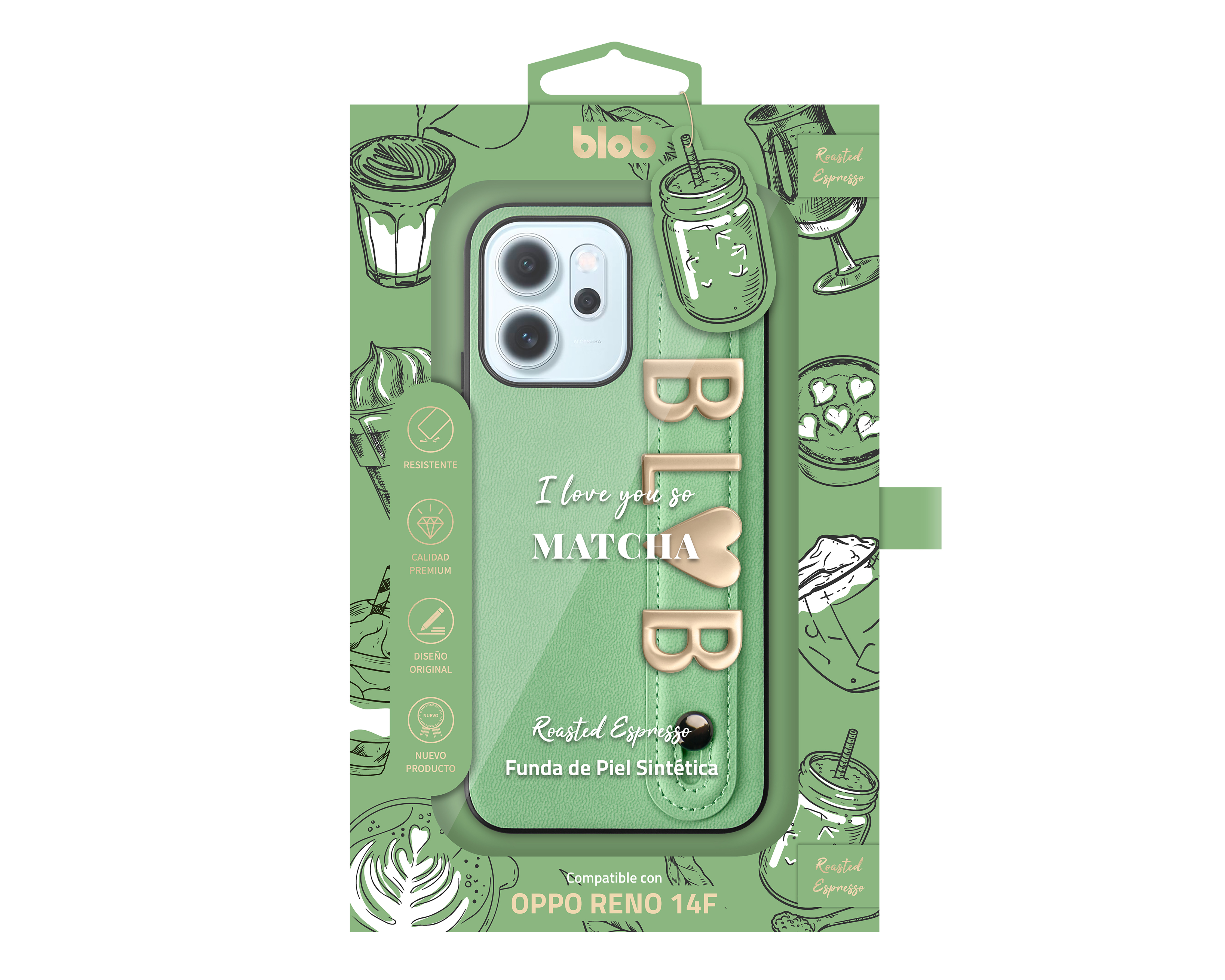 Foto 4 pulgar | Foto 3 | Funda Verde Blob para Oppo Reno 14F