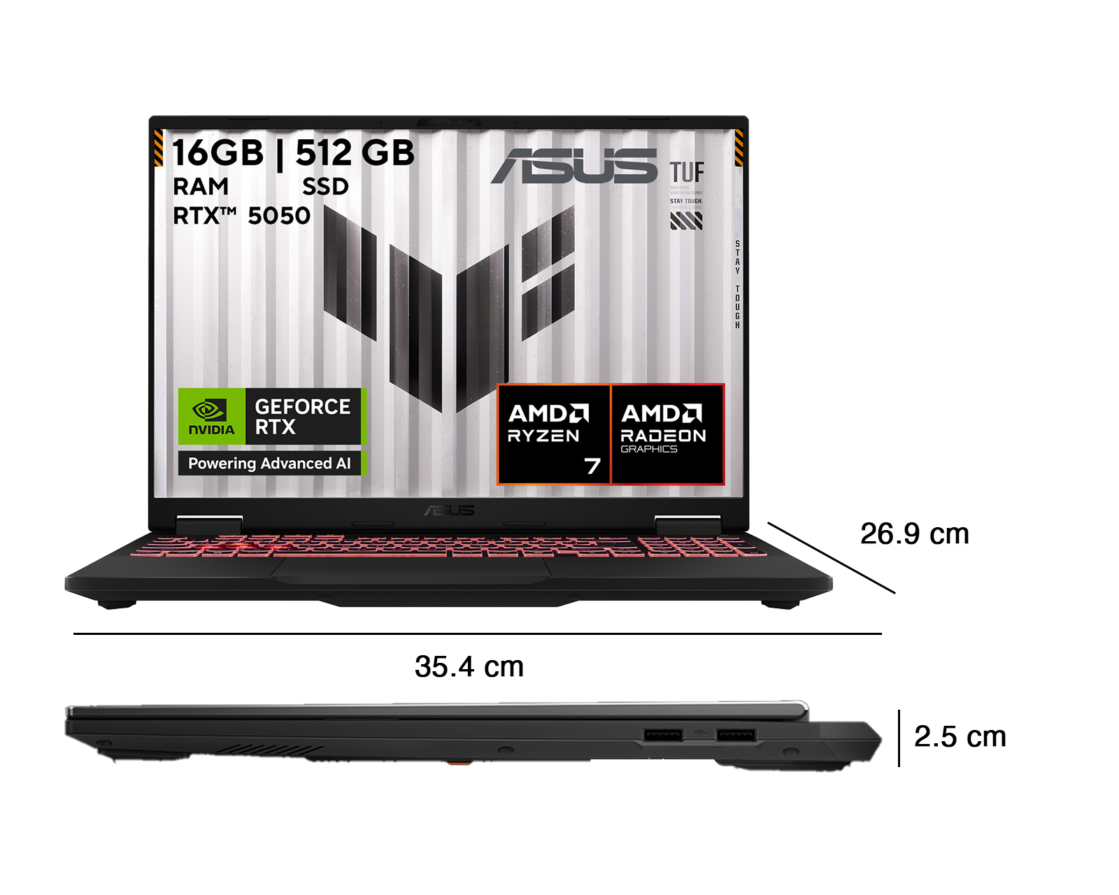 Foto 11 pulgar | Foto 10 | Laptop Gamer Asus TUF Gaming A16 16 Pulgadas AMD Ryzen 7 NVIDIA RTX 5050 16 GB RAM 512 GB SSD Negra
