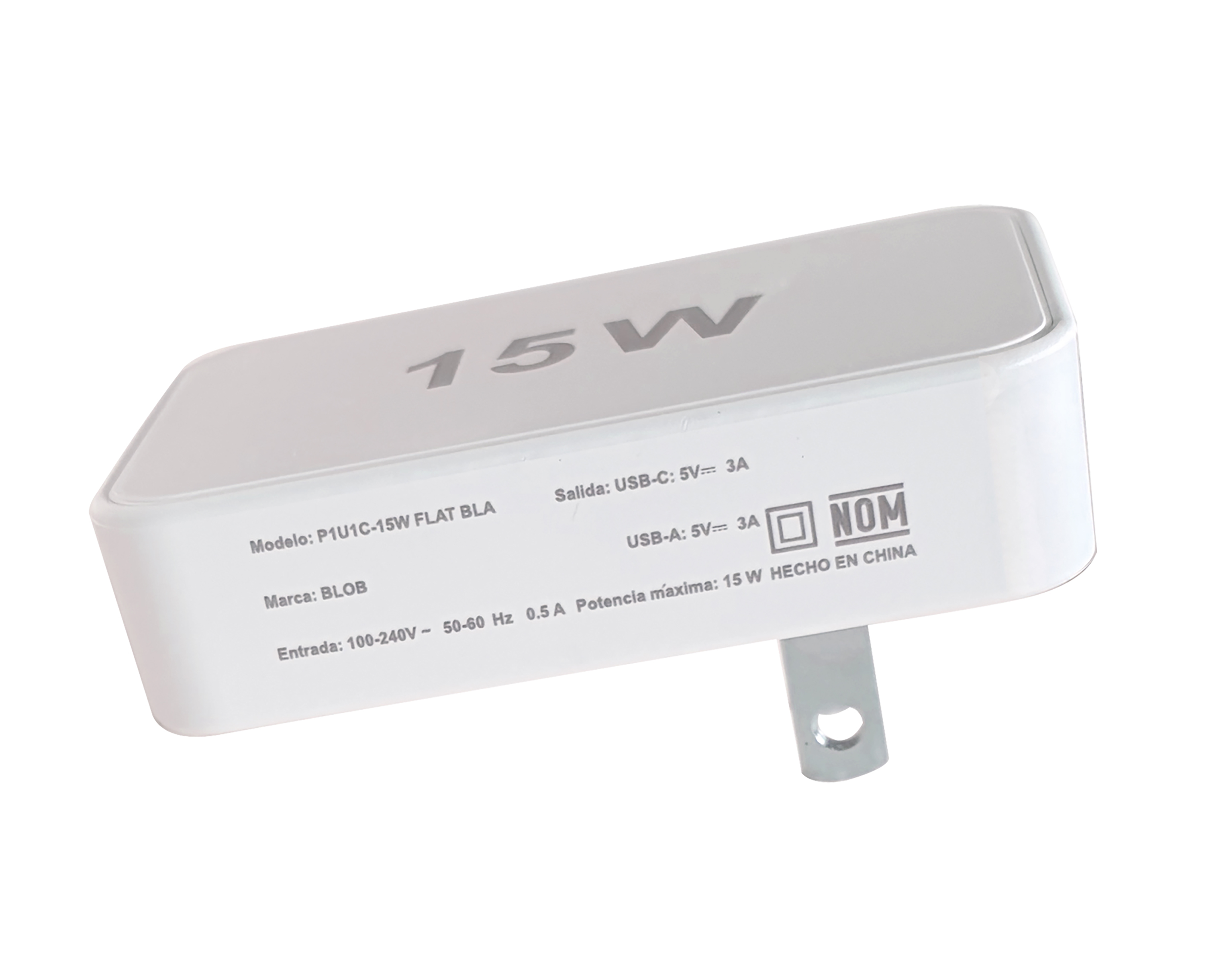 Adaptador de Corriente con Entrada USB y USB-C Blob 15 W