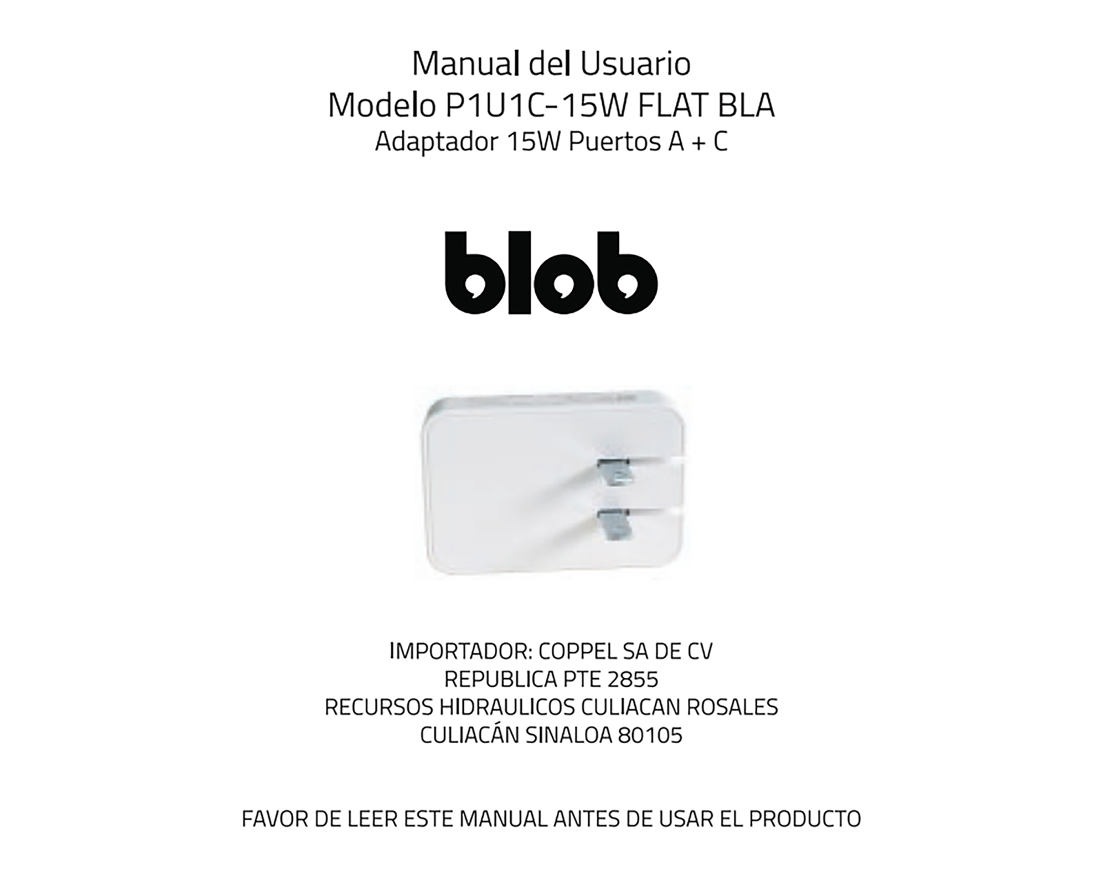 Foto 8 pulgar | Foto 7 | Adaptador de Corriente con Entrada USB y USB-C Blob 15 W