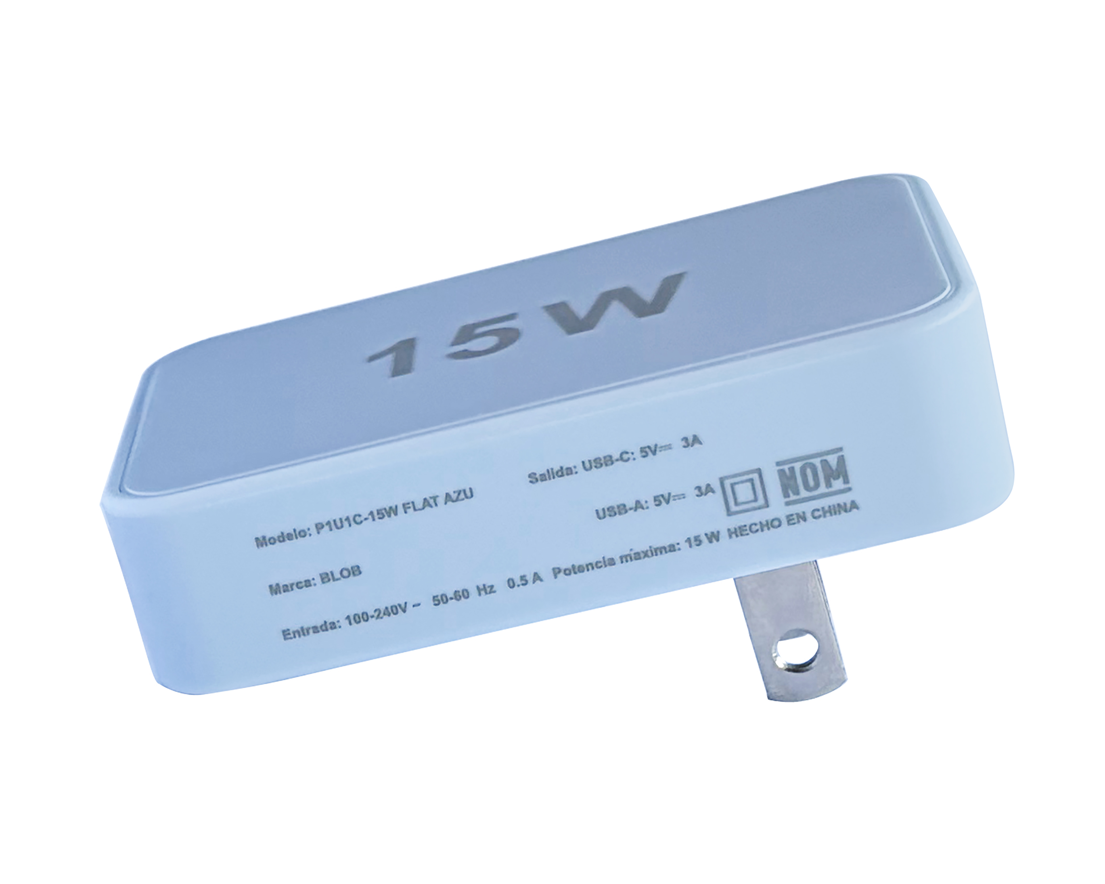 Adaptador de Corriente con Entrada USB y USB-C Blob 15 W