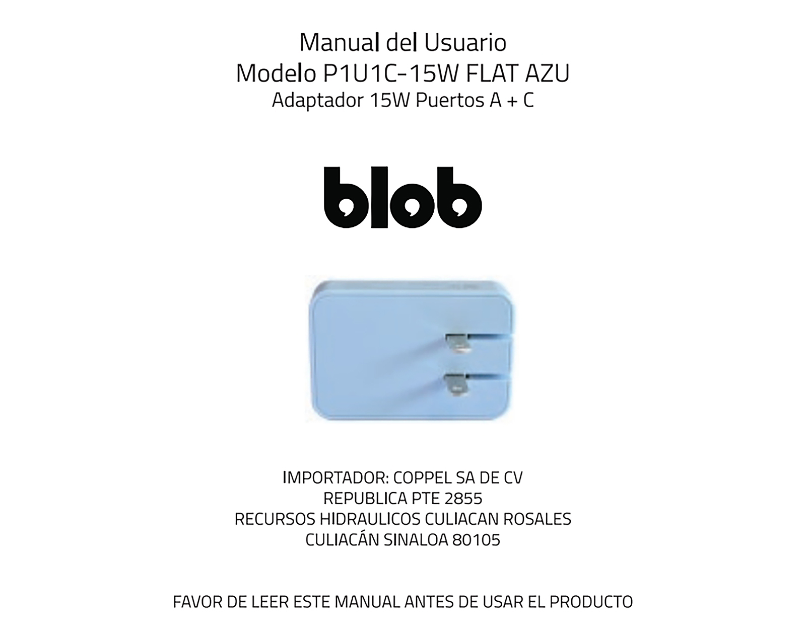 Foto 7 | Foto 7 | Adaptador de Corriente con Entrada USB y USB-C Blob 15 W