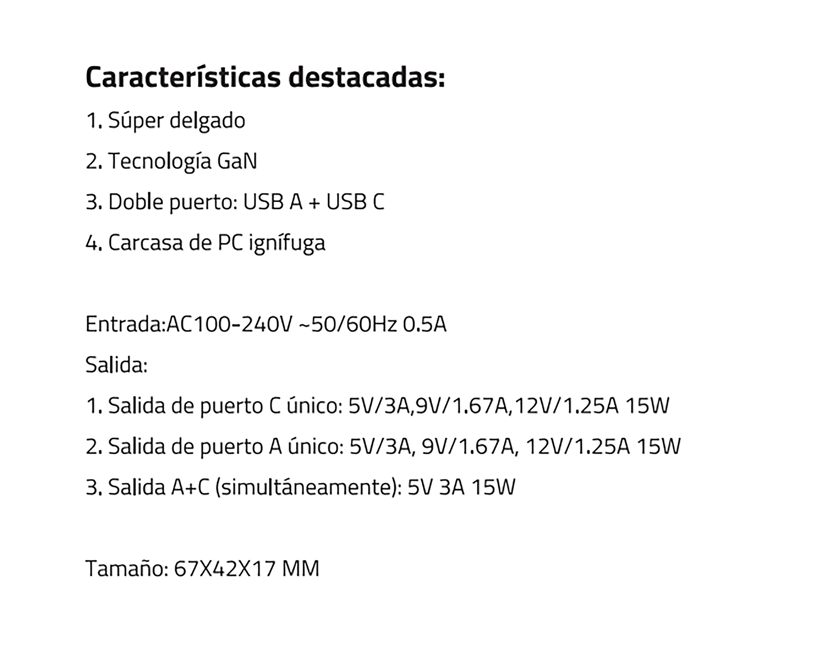 Foto 8 | Foto 8 | Adaptador de Corriente con Entrada USB y USB-C Blob 15 W