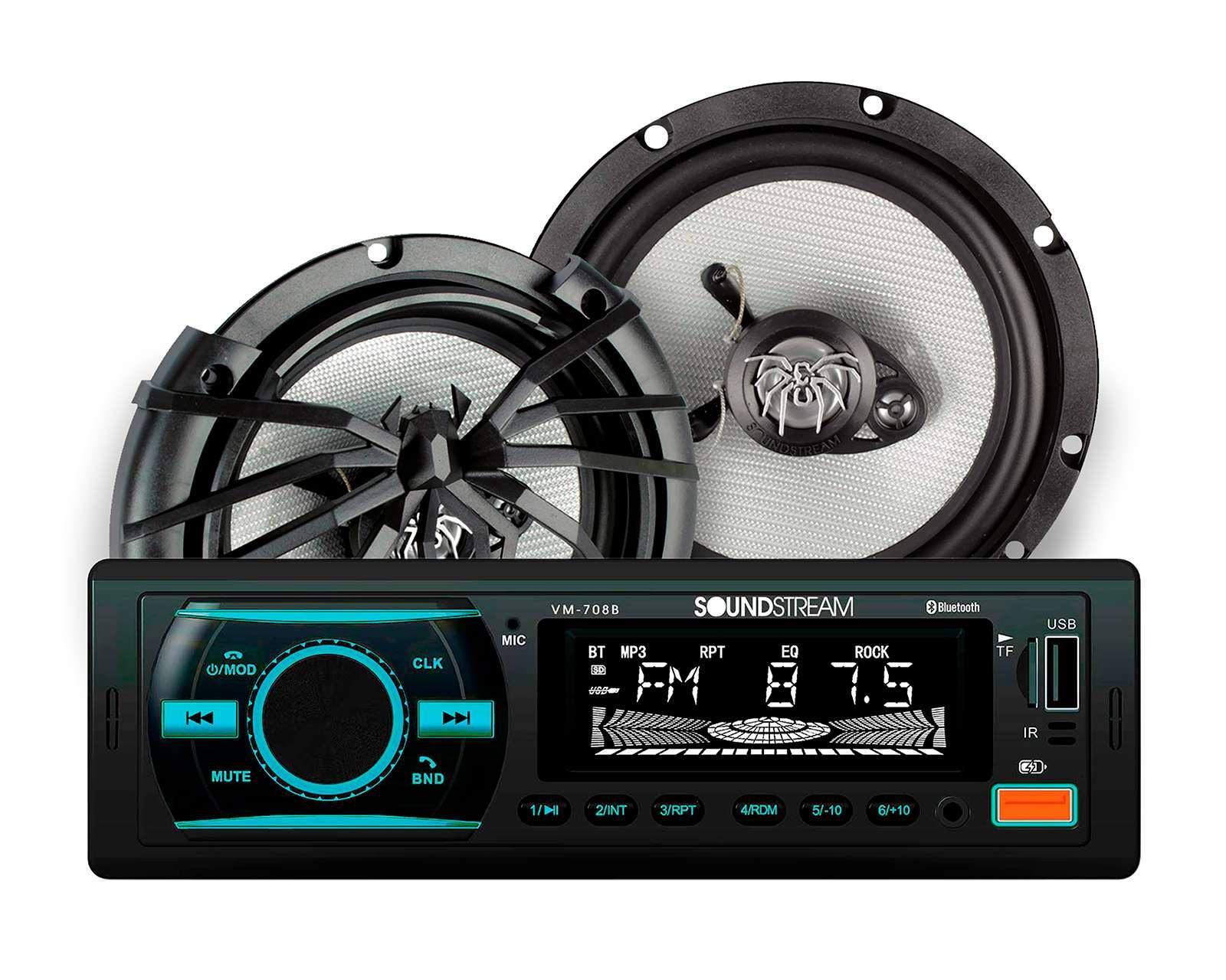 Foto 2 pulgar | Foto 1 | Autoestéreo Soundtream sin CD PAK-VM708X3 de 3" Bluetooth con MP3 Negro