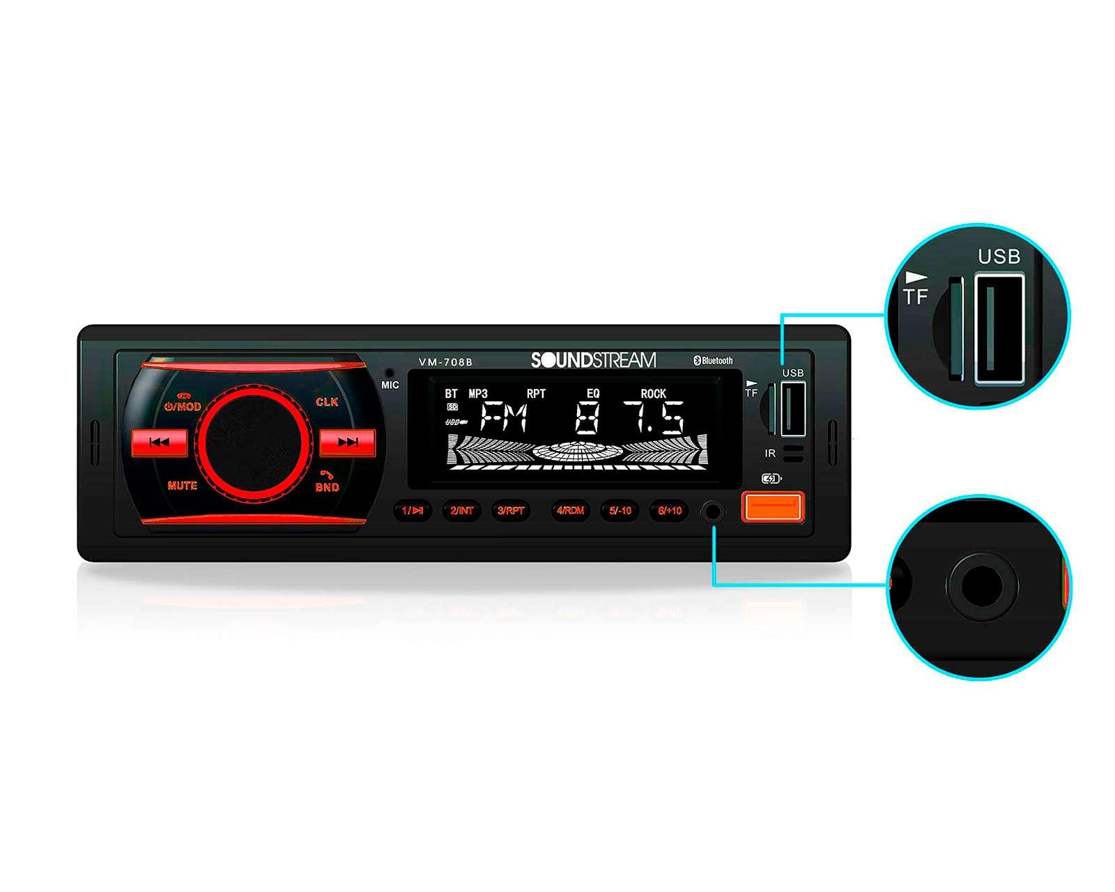 Foto 3 | Foto 3 | Autoestéreo Soundtream sin CD PAK-VM708X3 de 3" Bluetooth con MP3 Negro