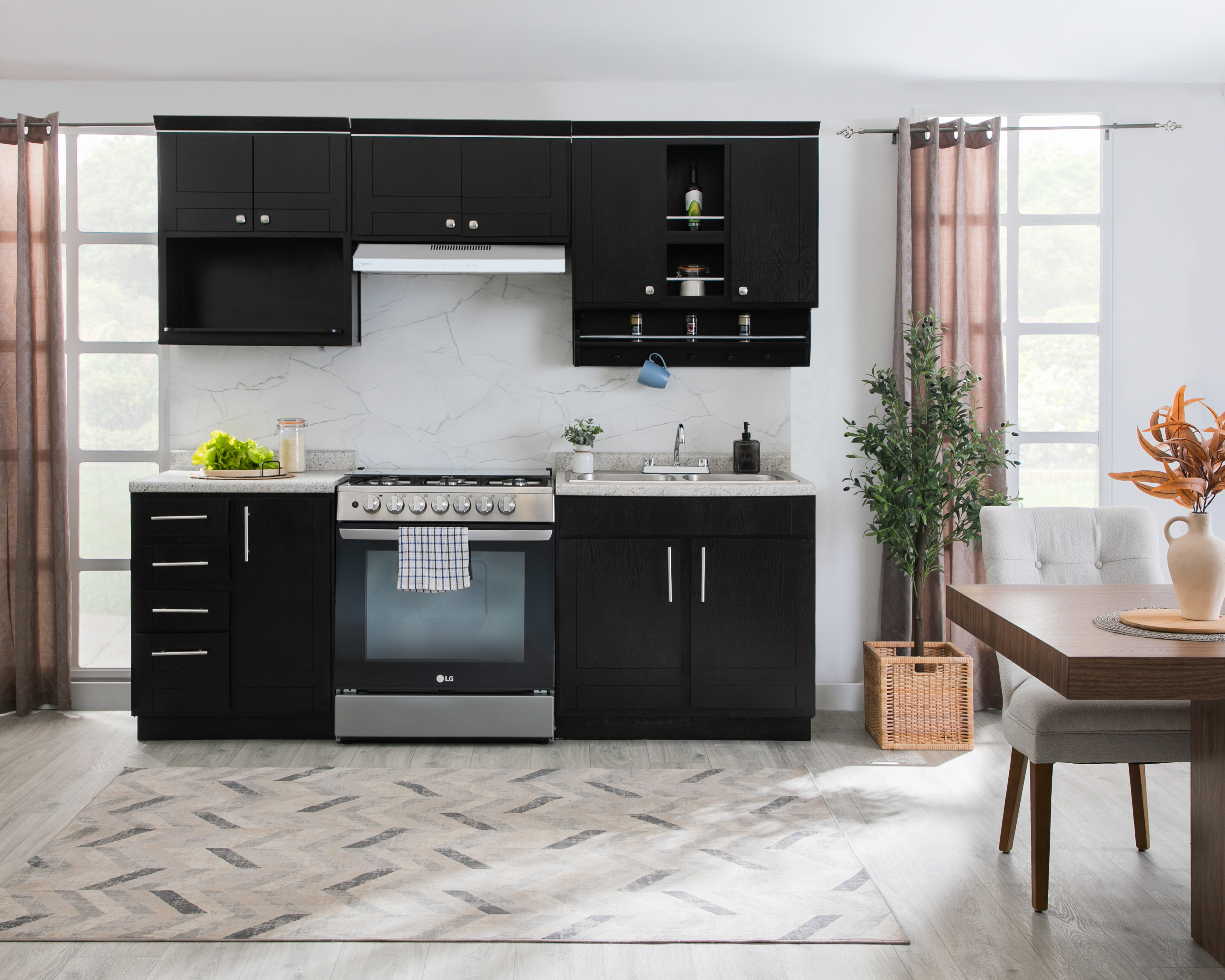 Cocina Integral Asturias Negro 240.5 cm