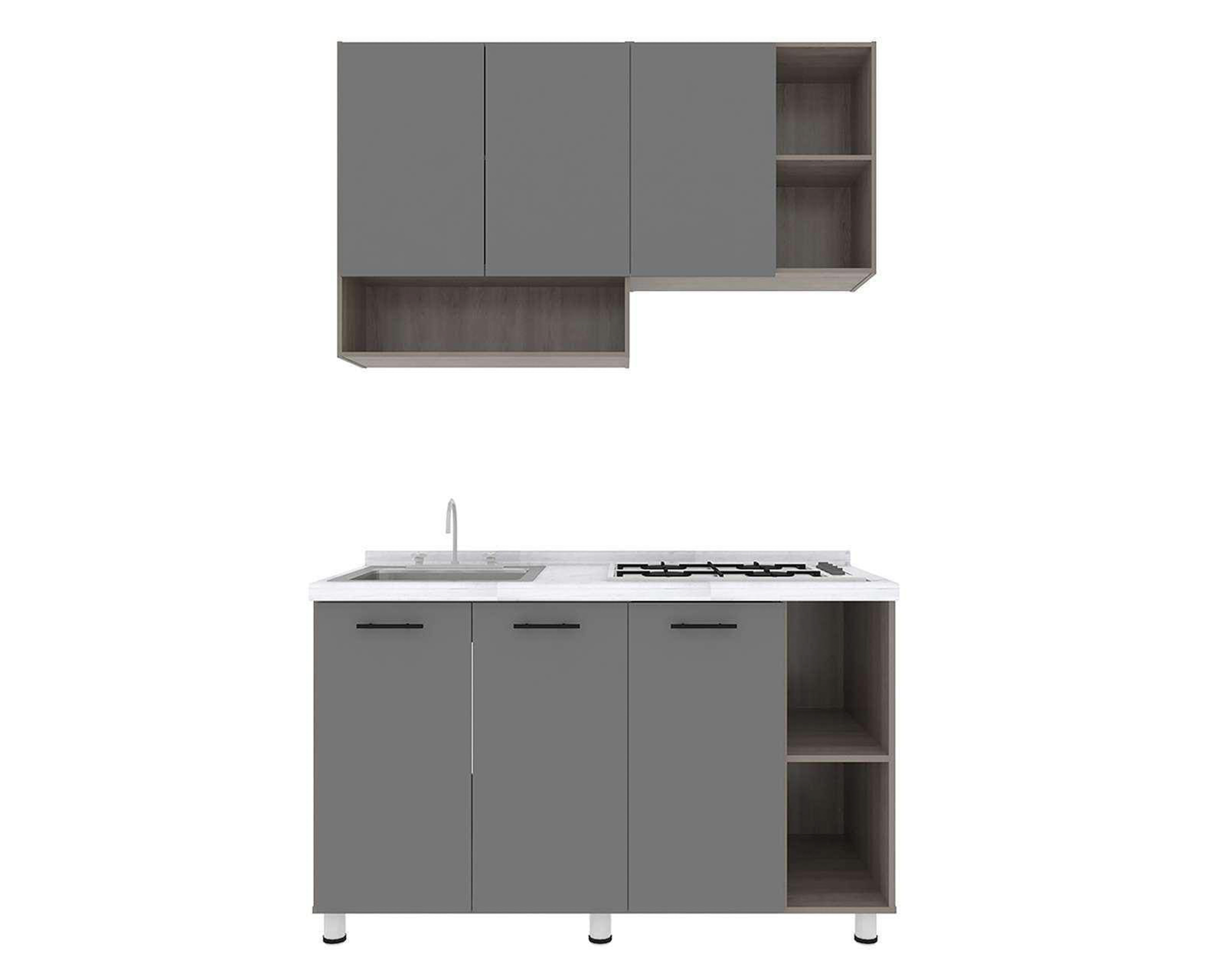 Foto 3 pulgar | Foto 2 | Cocina Integral Mobi Rockford Gris 134 cm