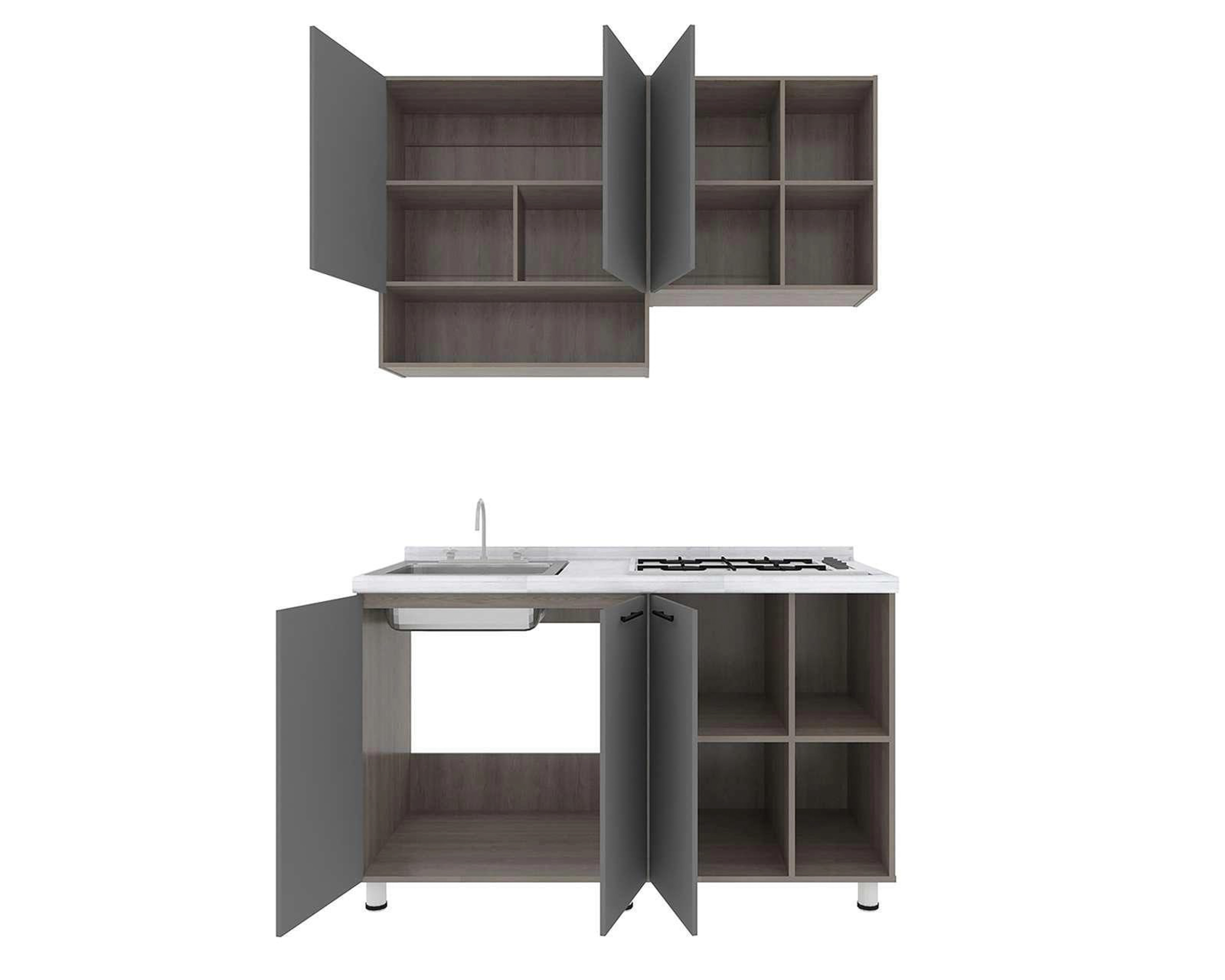 Foto 4 pulgar | Foto 3 | Cocina Integral Mobi Rockford Gris 134 cm