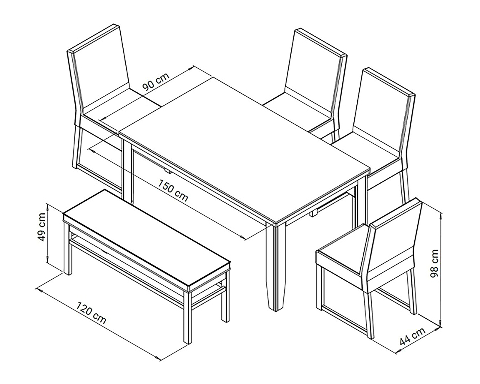 Foto 7 pulgar | Foto 6 | Comedor Bélgica con 4 Sillas y 1 Banca