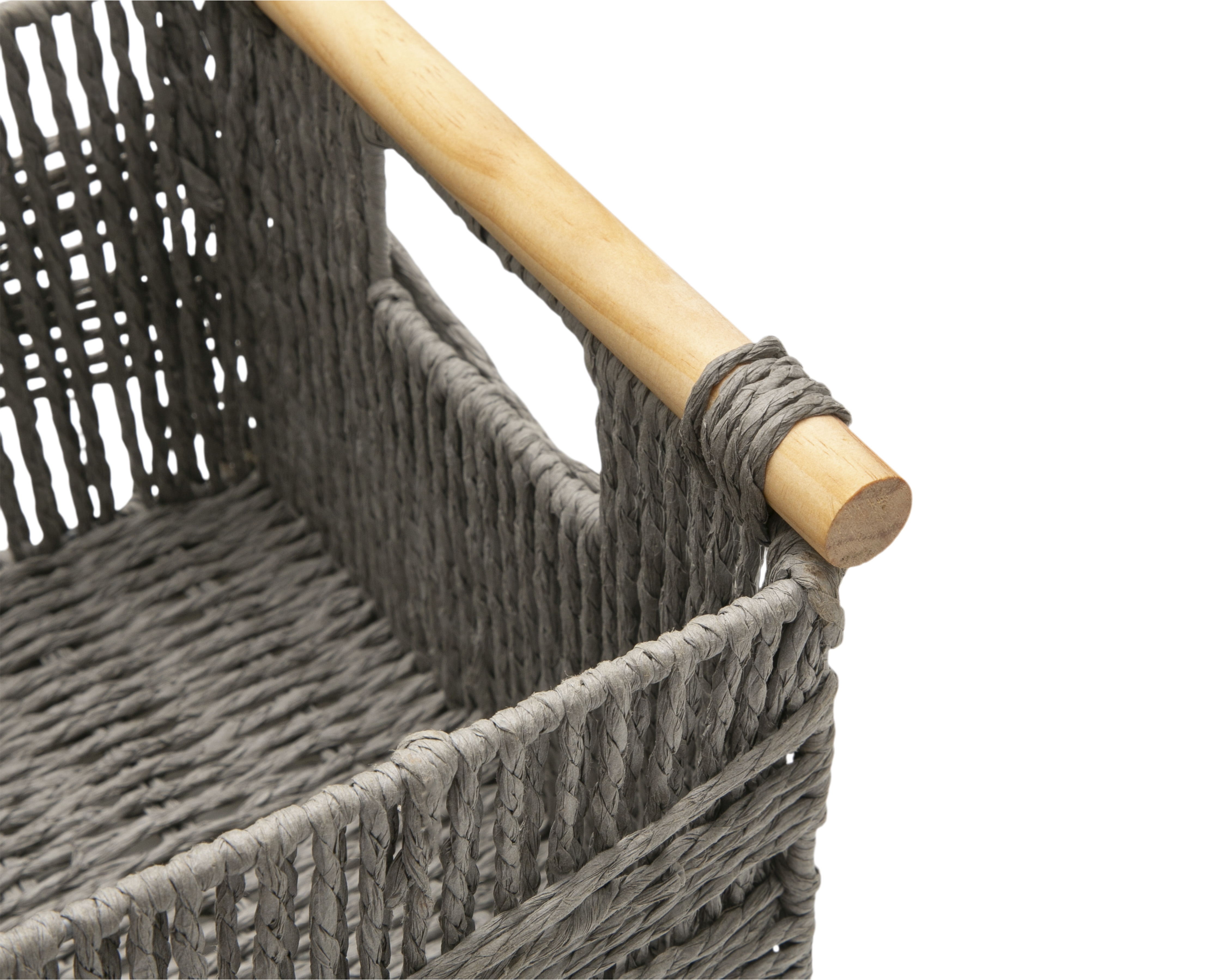 Foto 5 | Foto 5 | Canasta de Madera +Simple Bárbara Gris 2 Piezas
