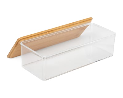 Foto 3 | Foto 3 | Organizador de Plástico +Simple Turquesa con Tapa de Bambú