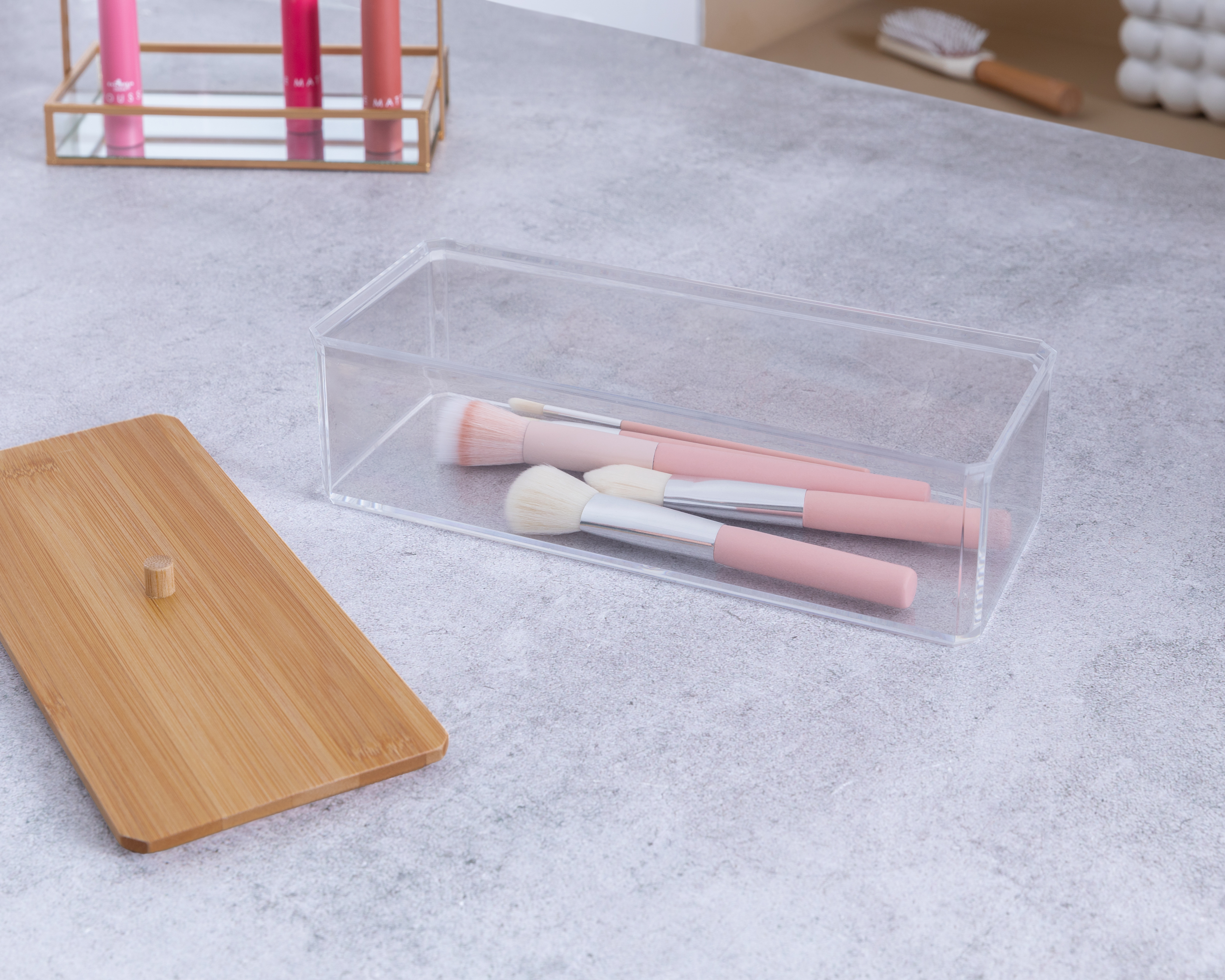 Foto 5 | Foto 5 | Organizador de Plástico +Simple Turquesa con Tapa de Bambú