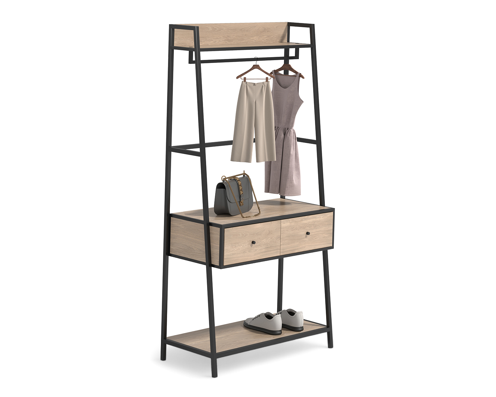 Organizador de Ropa de Madera +Simple Giovanni Café