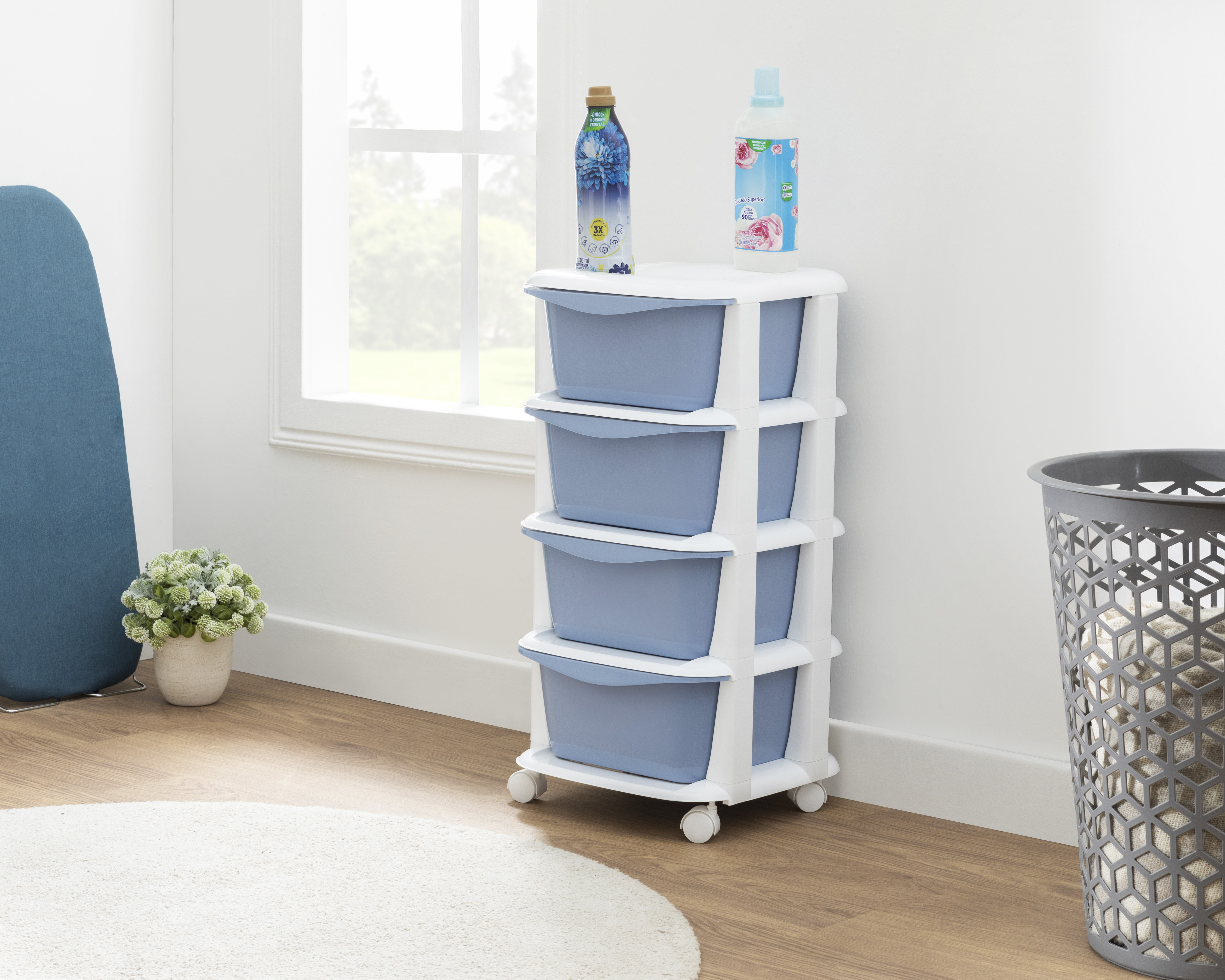 Carrito Organizador de Plástico +Simple Sara Azul