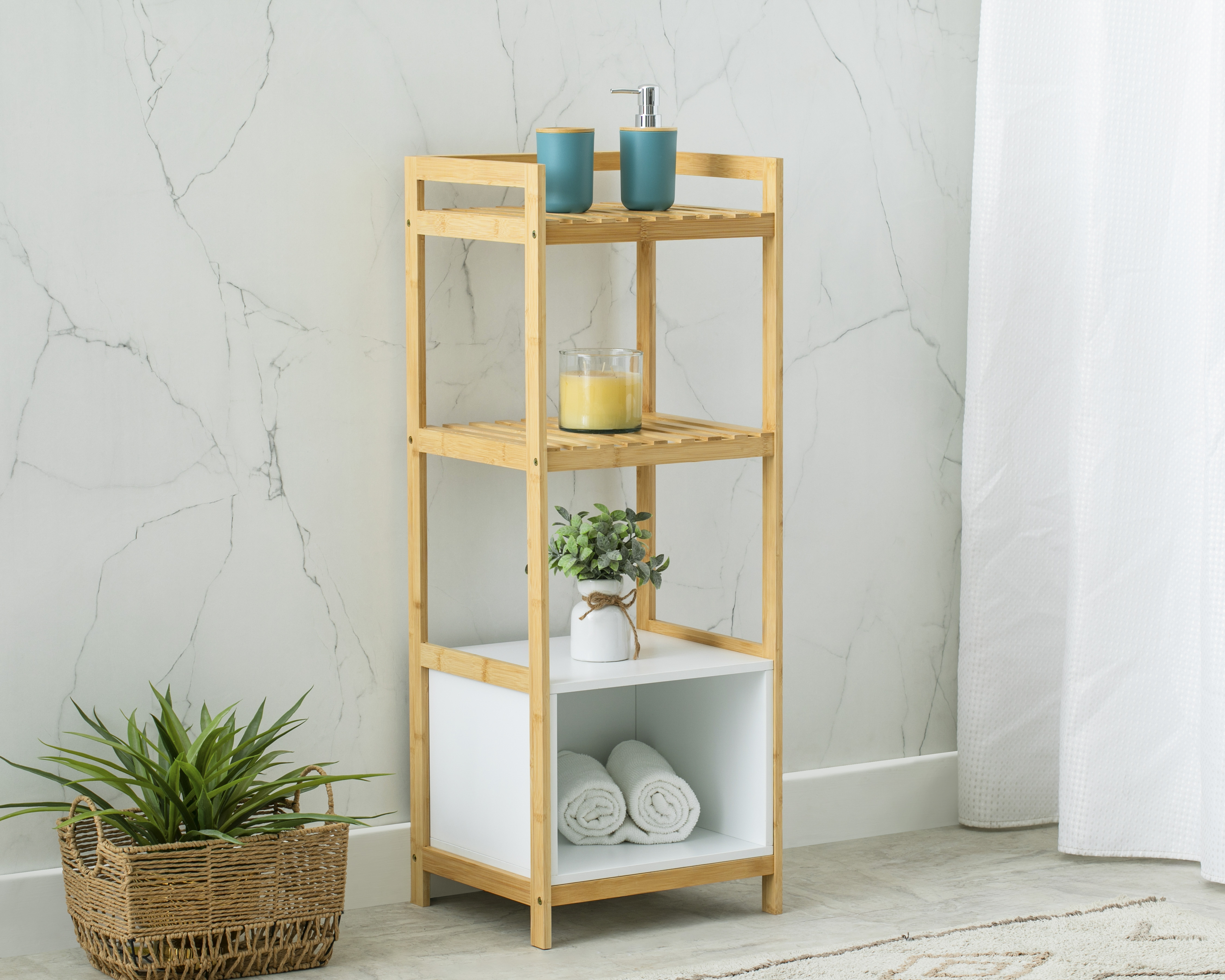 Mueble Organizador de Bambú +Simple color Madera
