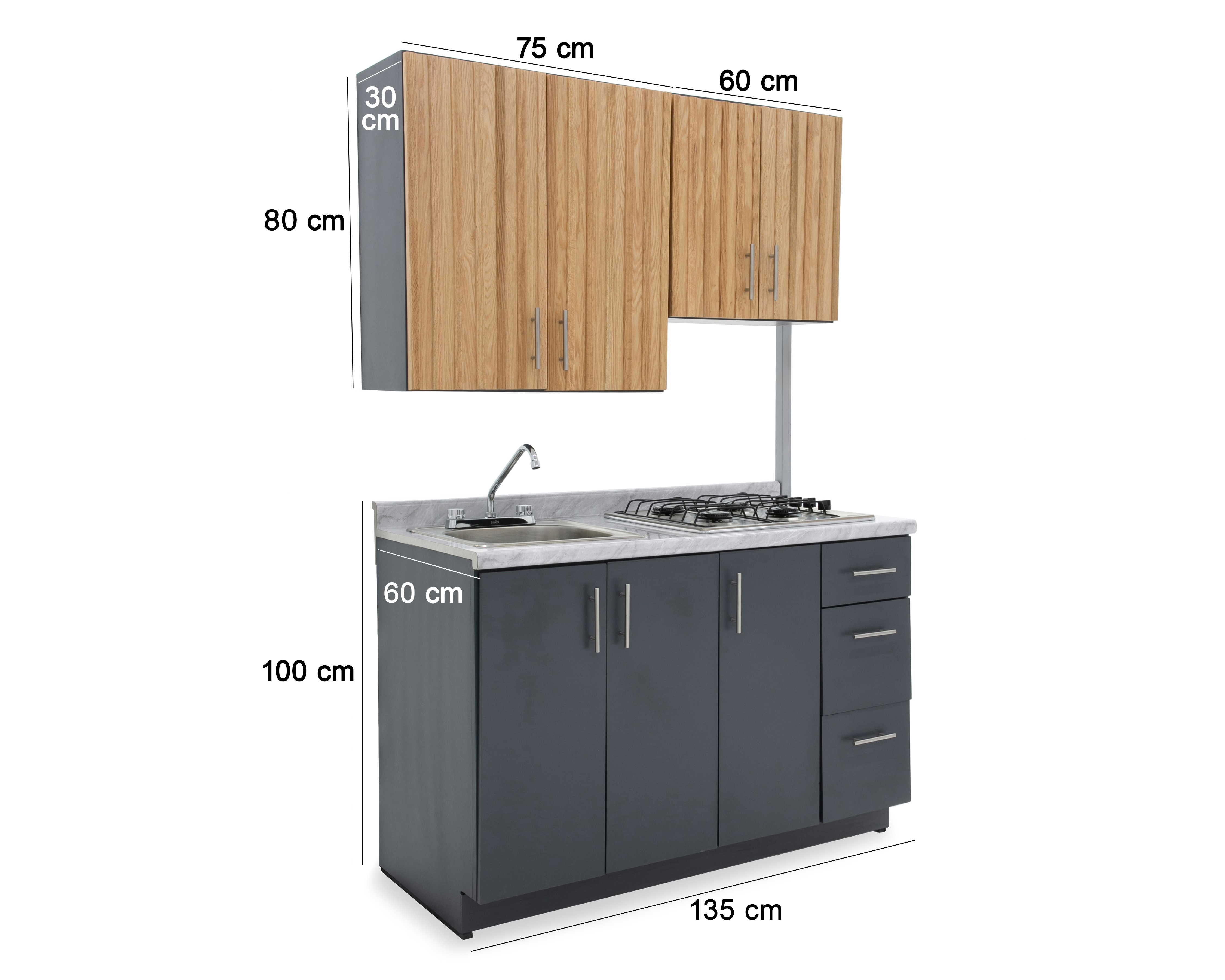 Foto 7 | Foto 7 | Cocina Integral Calipso Gris 135 cm