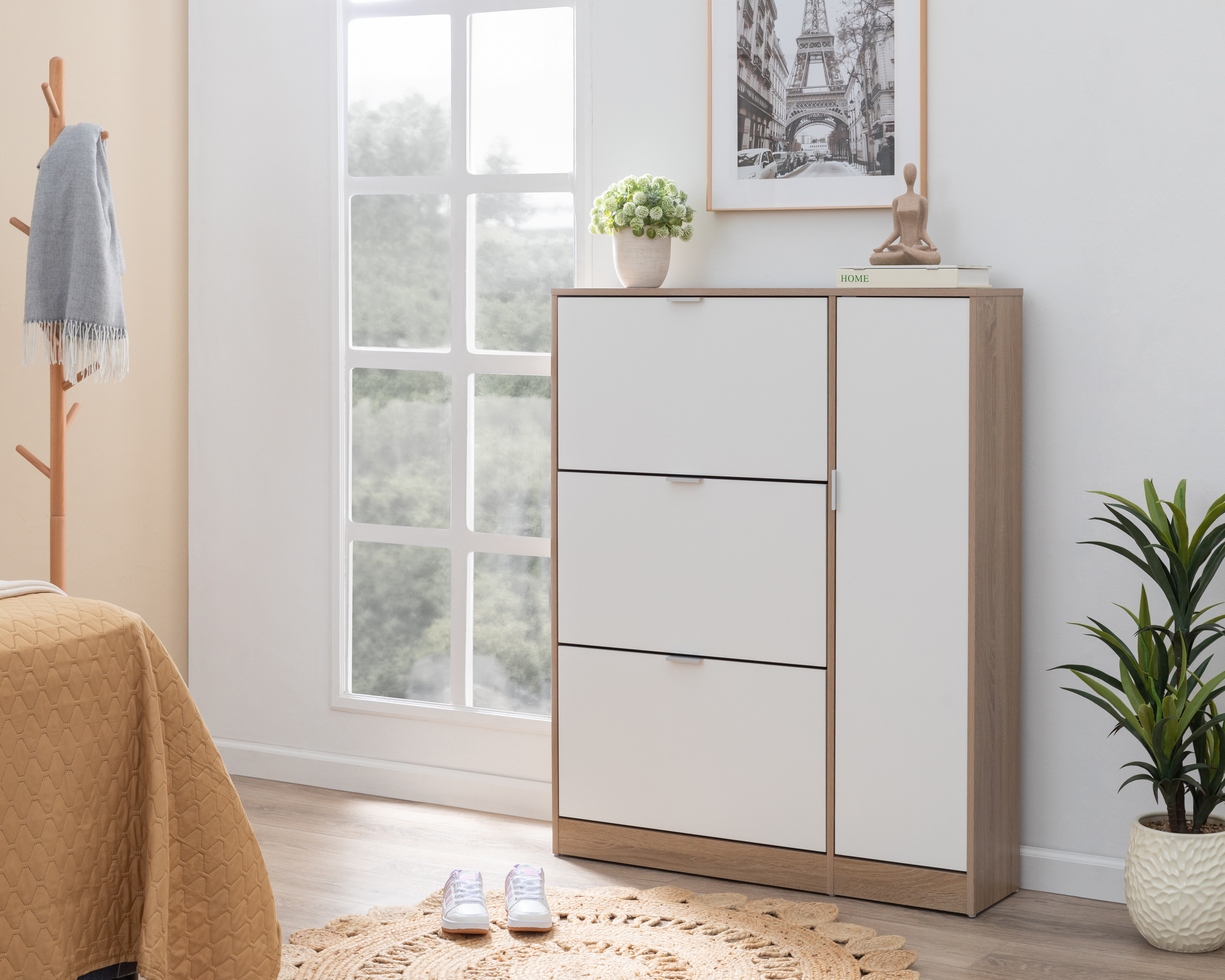 Zapatera de Madera +Simple Emma con Cajones Abatibles