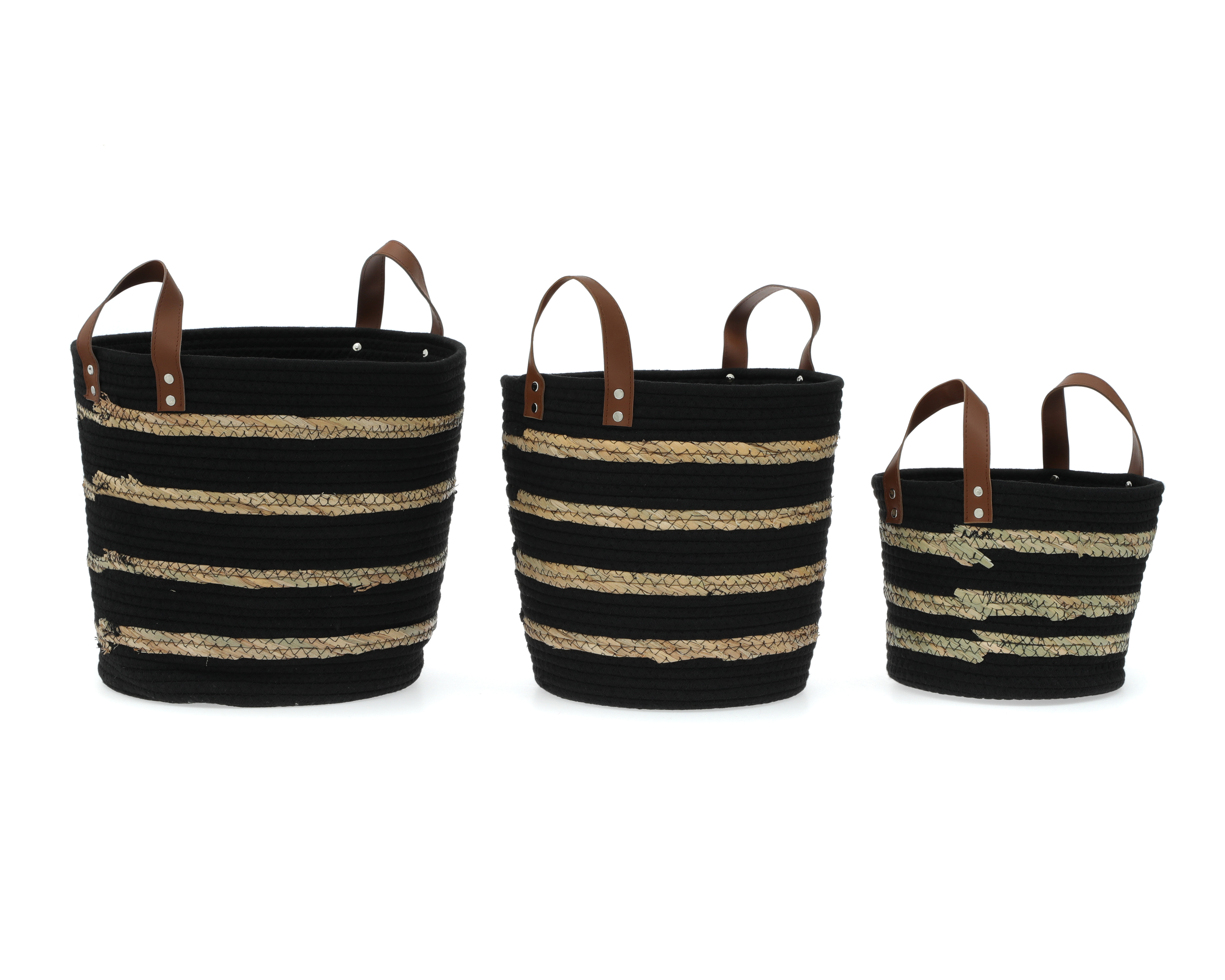 Canasta de Algodón +Simple Atenas con Asa 3 Piezas